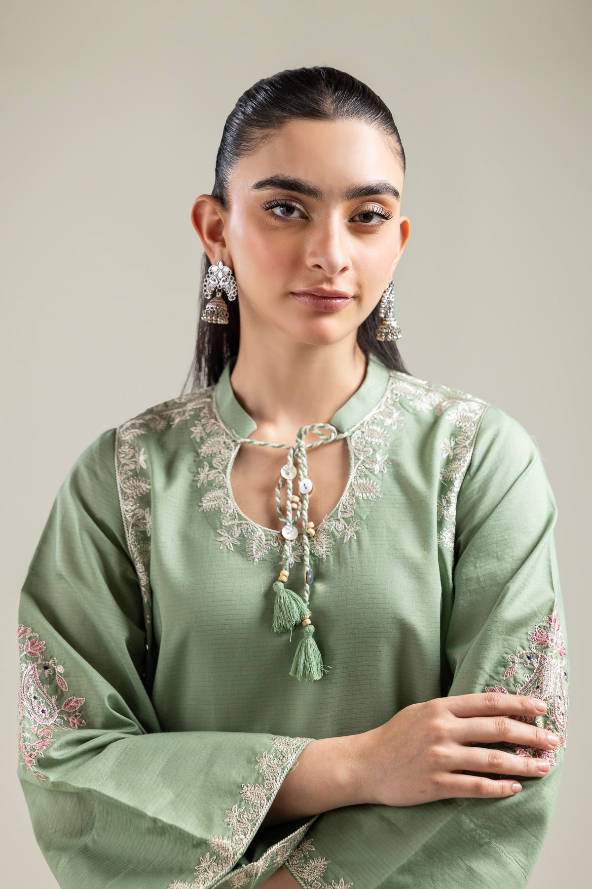 Embroidered Mesuri Floral Embroidered Kurta - 1-26-142-A-F-VG
