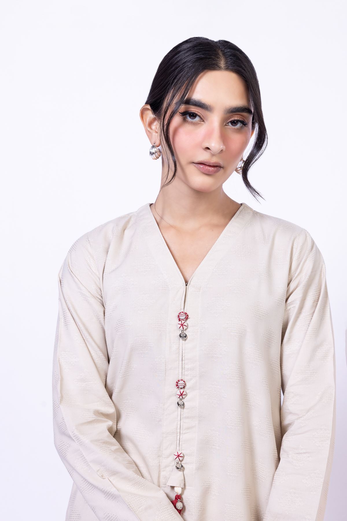 Dyed Jacquard Kurta - 25-09-11E5-02TA-VG