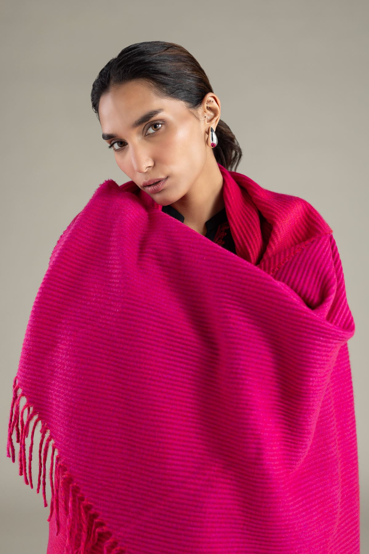 Dyed Blended Acrylic Shawl - 25-08-12E8-04TA-VG