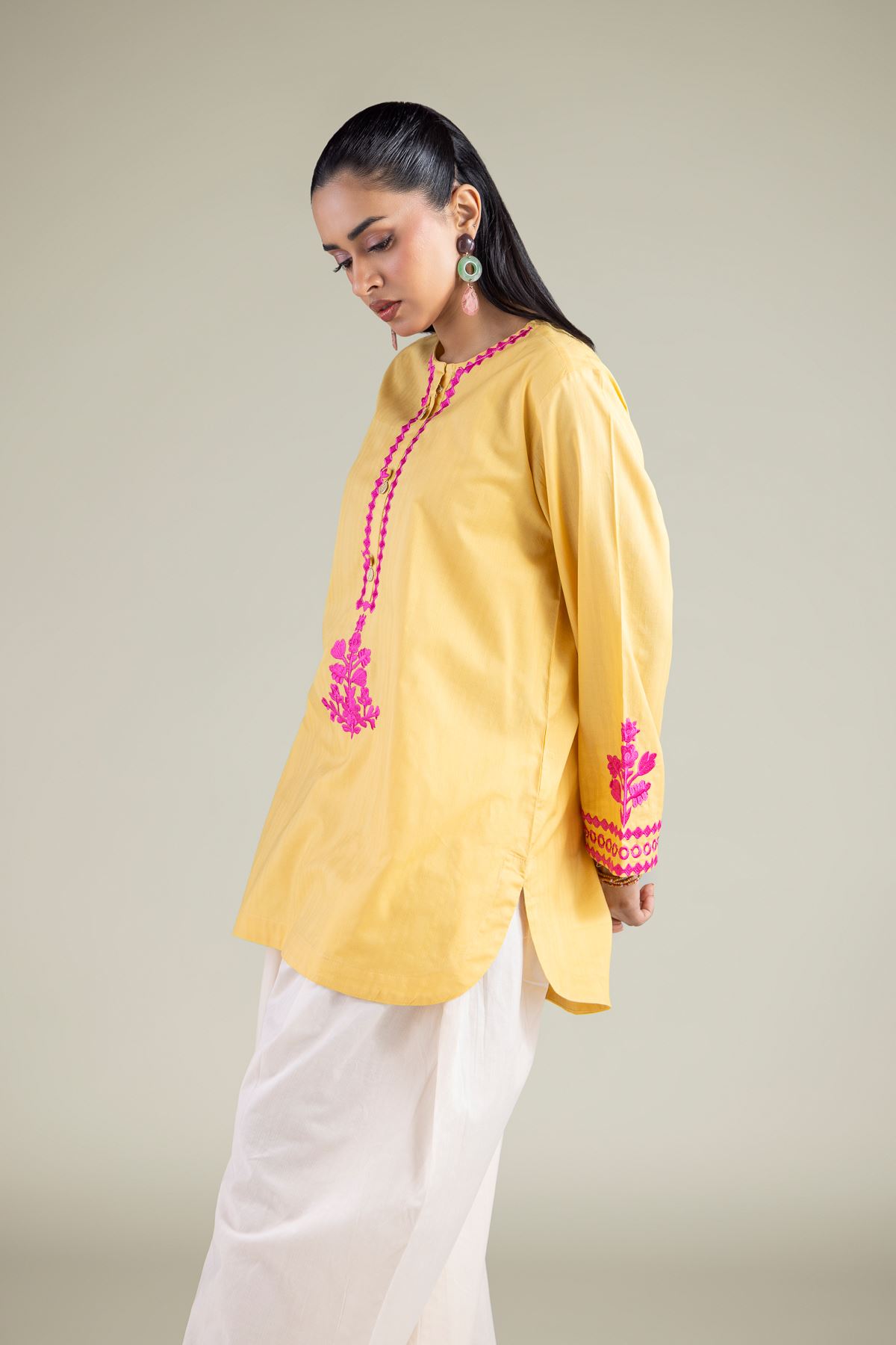 Embroidered Cotton Dobby Short Cotton Kurta - 1-26-147-A-H-VG