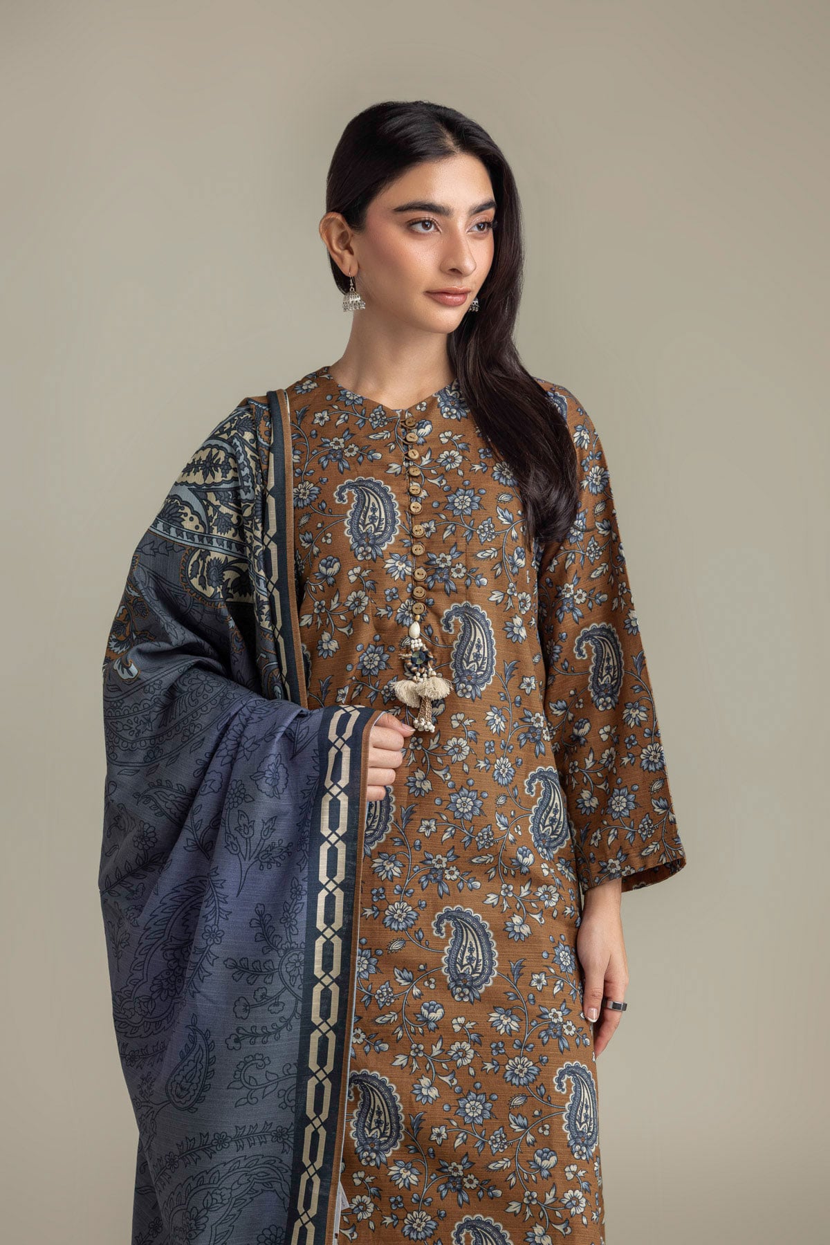 Printed Light Khaddar 3 Piece Tailored - 2-26-308-A-G1-VG