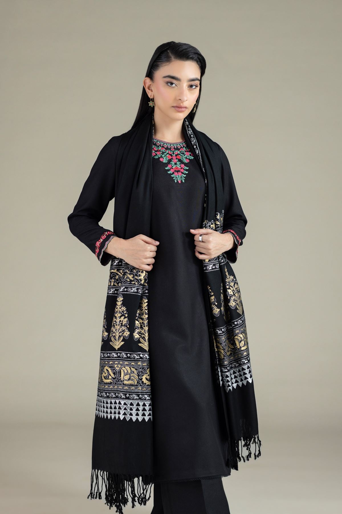 Embroidered Heavy Blended Viscose Kurta - 25-10-11E9-07TB-VG