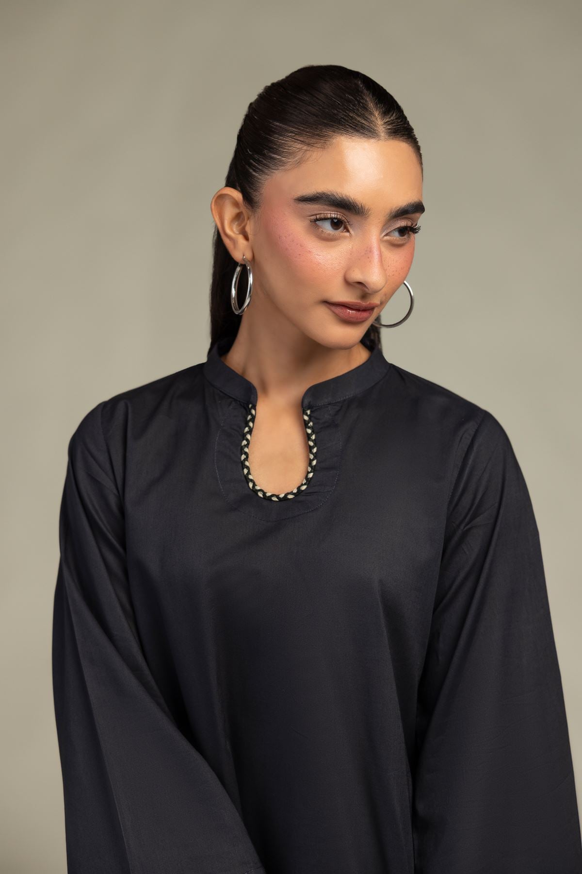 Printed Cambric Solid Cambric Kurta - 12-26-301-A-E1-VG