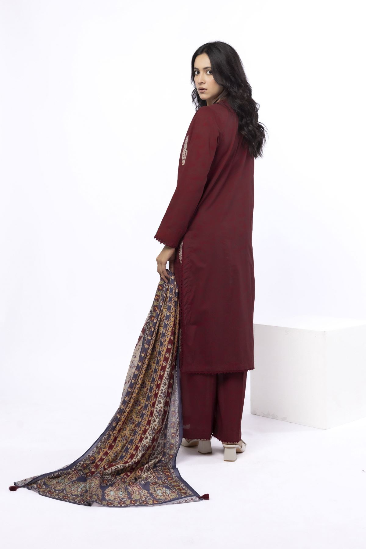 Embroidered Cotton Tailored 3 Piece - 1-26-103-A-A-VG