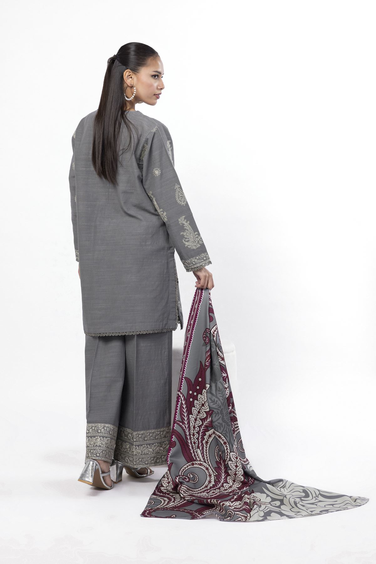 Embroidered Khaddar Tailored 3 Piece - LKN71BST-VG