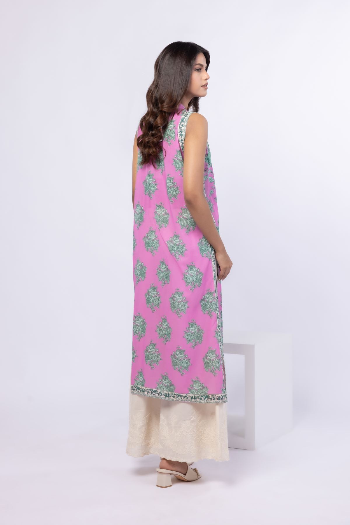 Printed Swiss Voile Kurta - 25-10-11E8S-08SB-VG