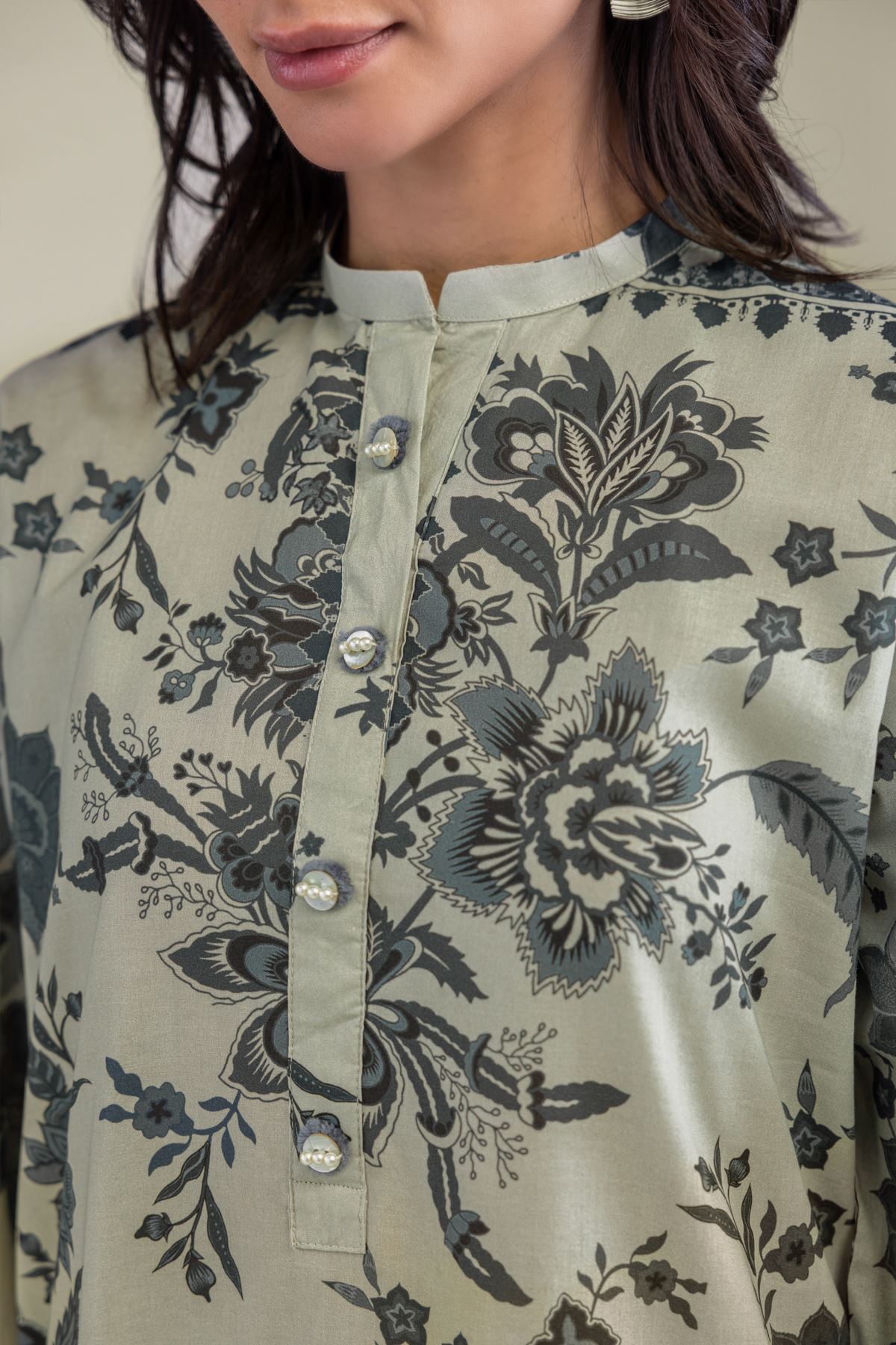 Printed Cambric Floral Cambric Kurta - T-A22-26-215FE1-VG