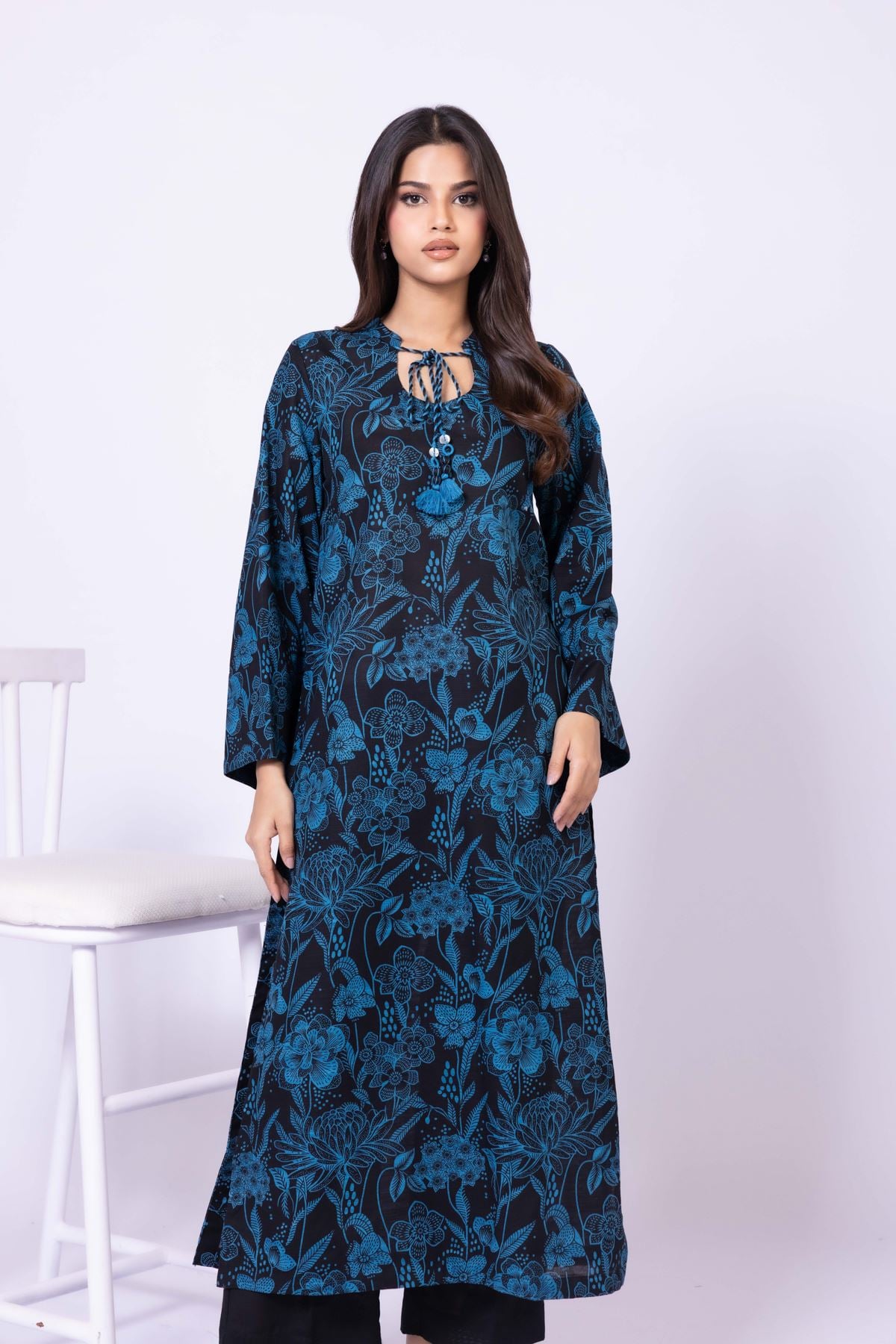 Printed Khaddar Kurta - 25-09-11E11-10TA-VG