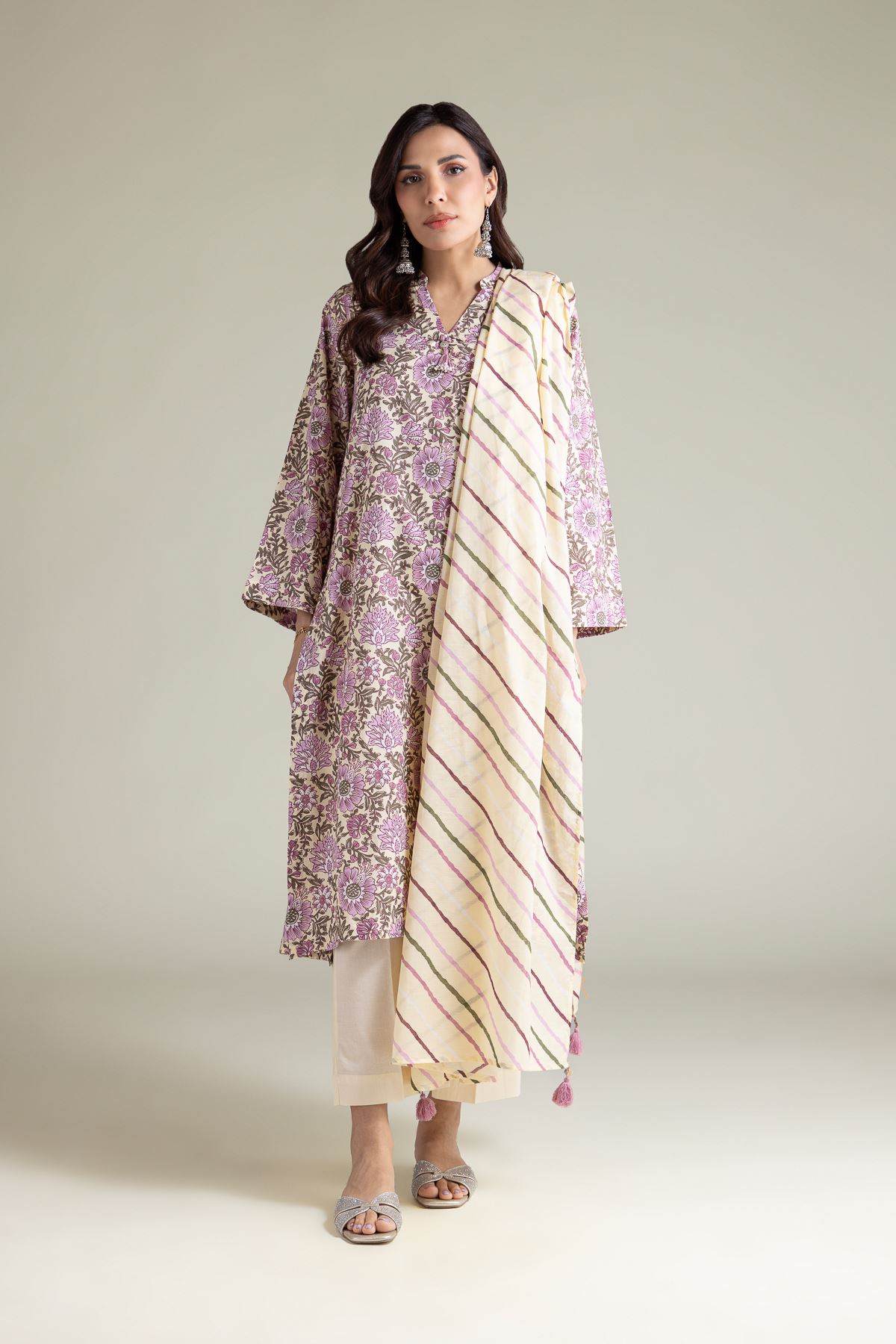 Embroidered Cambric Straight Cambric Pants - 1-26-139-A-C-VG