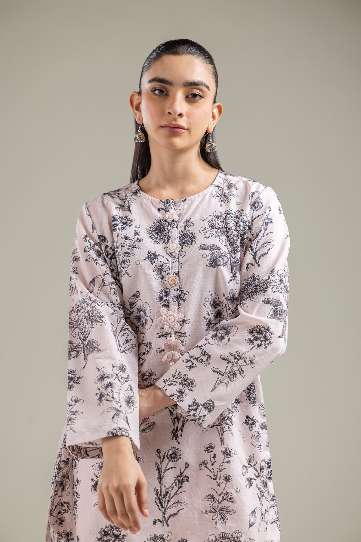Embroidered Cotton Dobby Pink Cotton Kurta - 1-26-121-A-D-VG