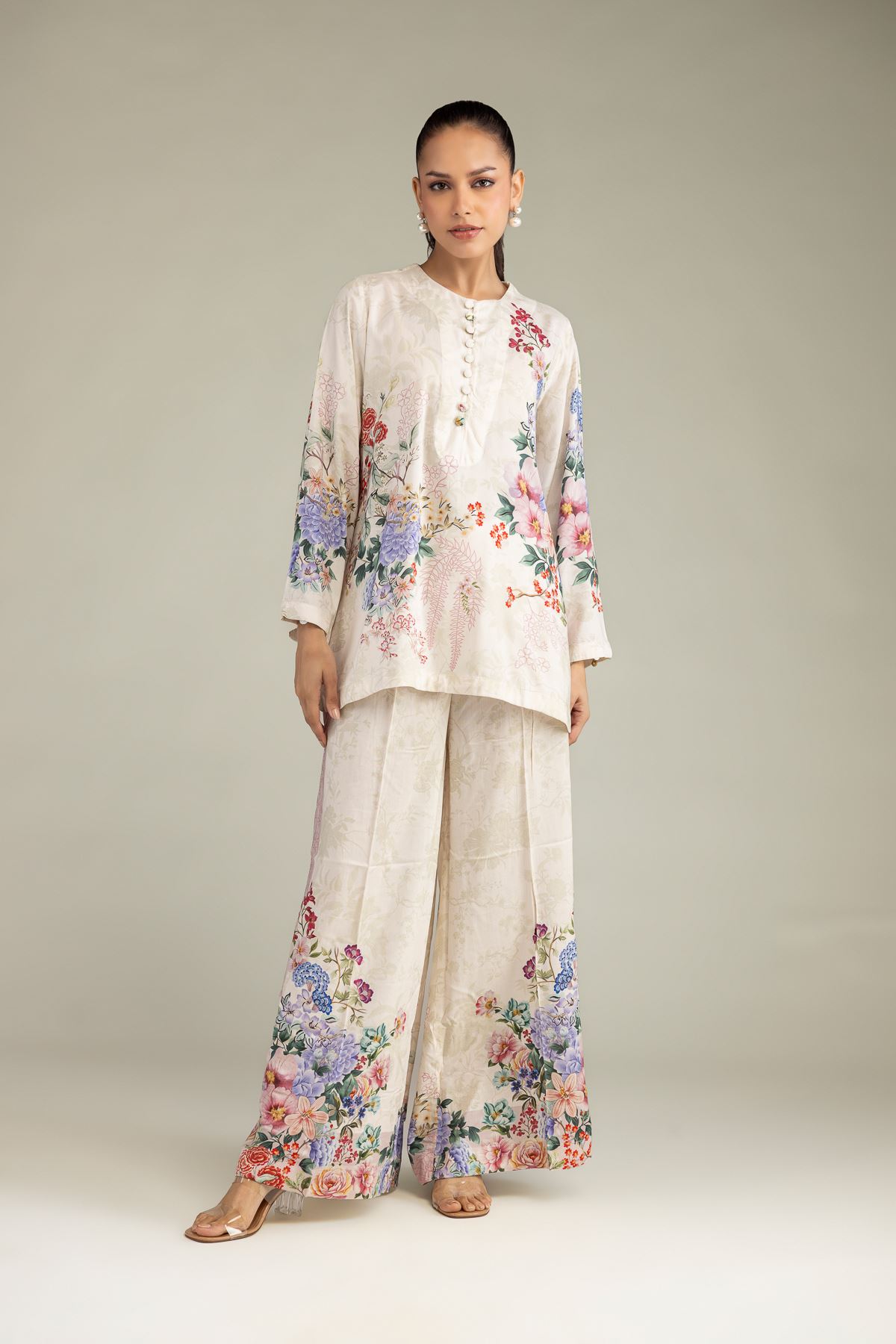Printed Viscose Floral Viscose Pants - 1-26-102-A-F-VG