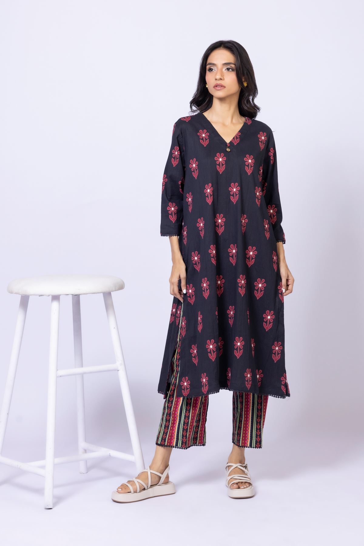 Printed Cotton Crinkle Kurta - OTD4-EX22-10TA-VG