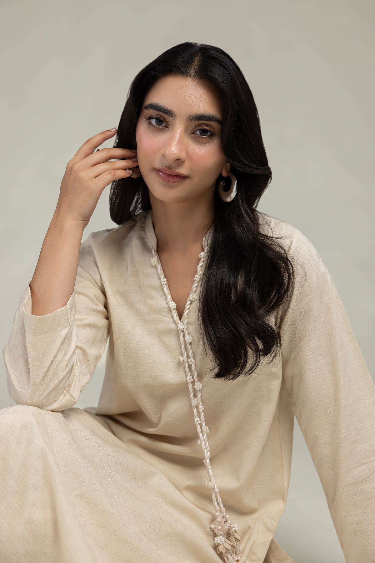 Dyed Cotton Dobby Longline Cotton  Kurta - 1-26-244-A-D1-VG