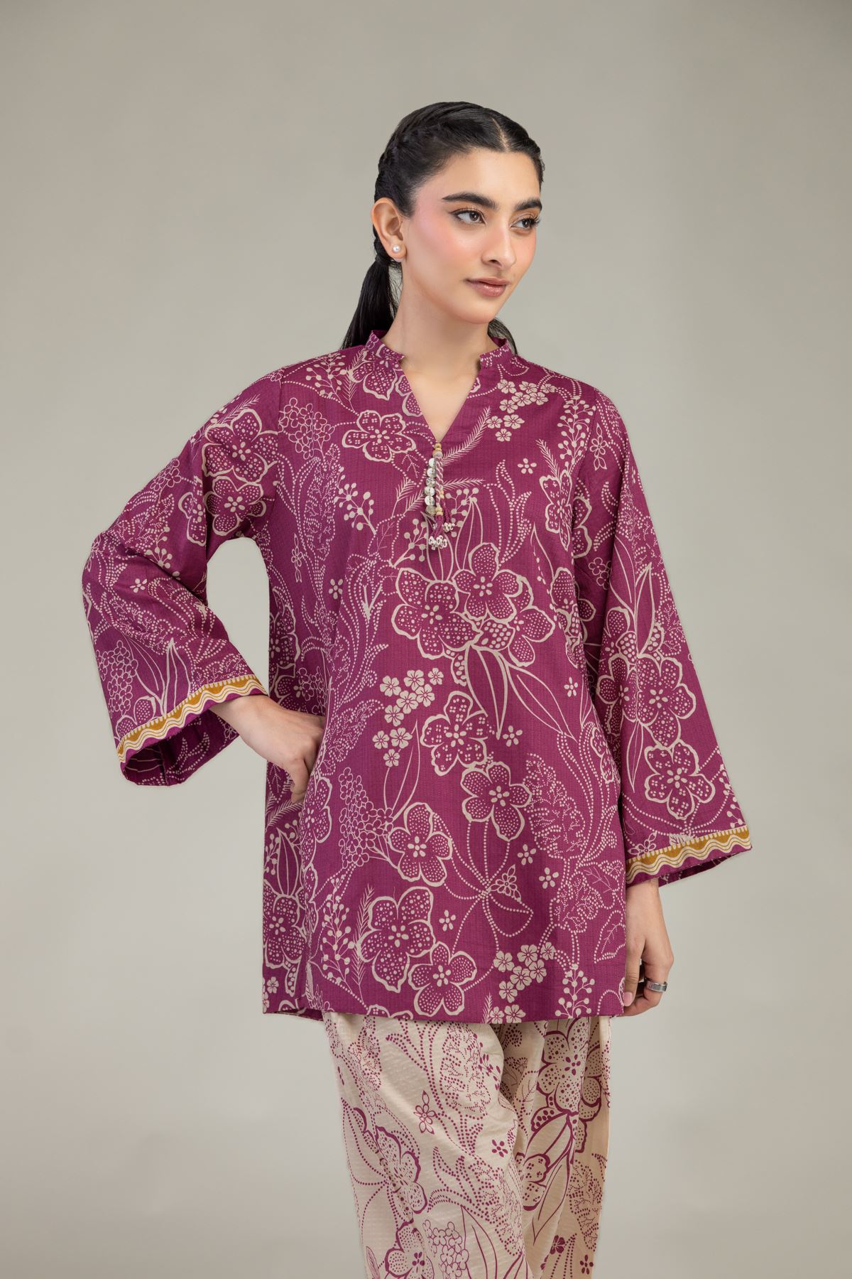 Printed Cotton Dobby Short Floral Kurta - 1-26-212-A-E1-VG