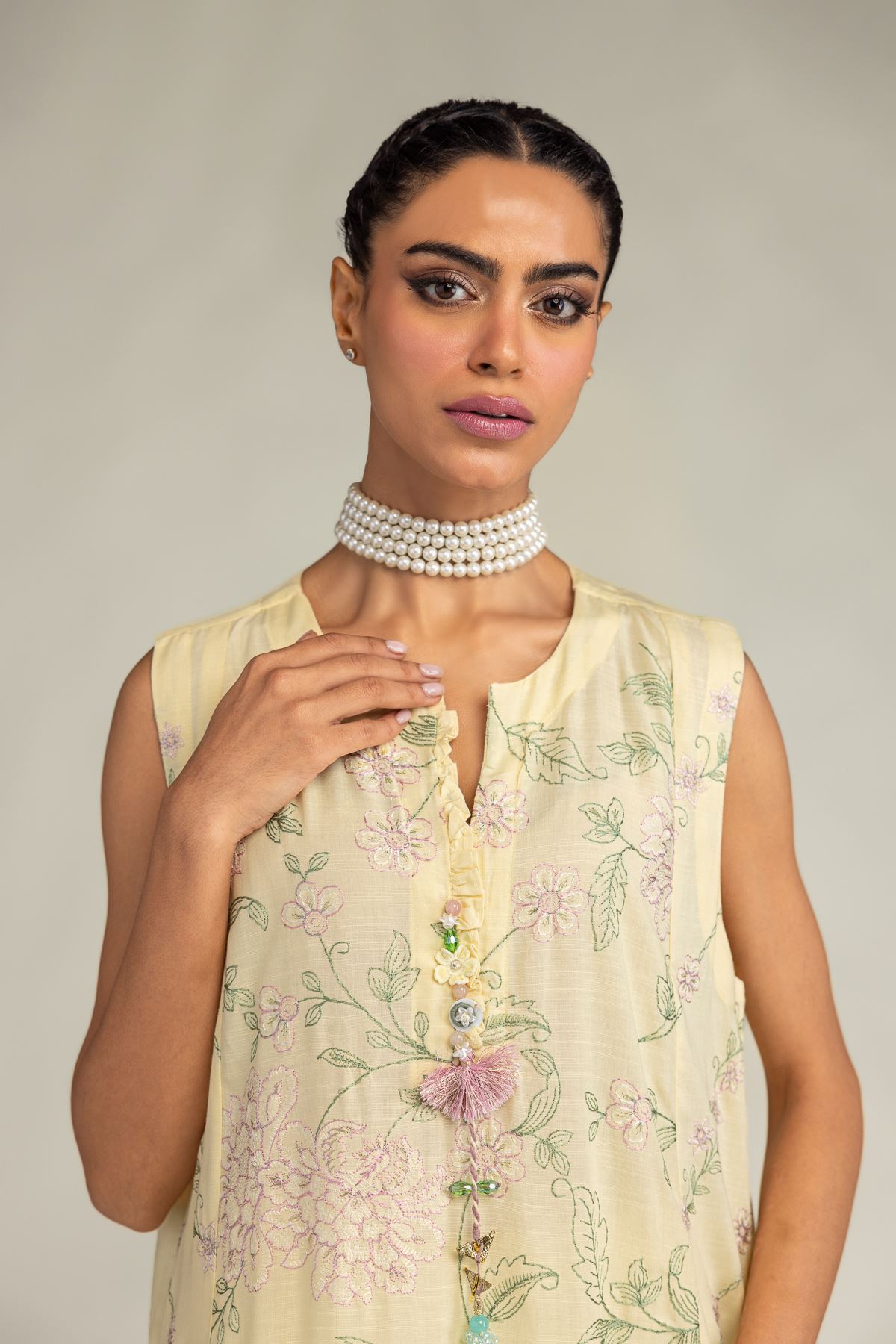 Embroidered Raw Silk Yellow Sleeveless Kurta - 2-26-306-A-D1-VG
