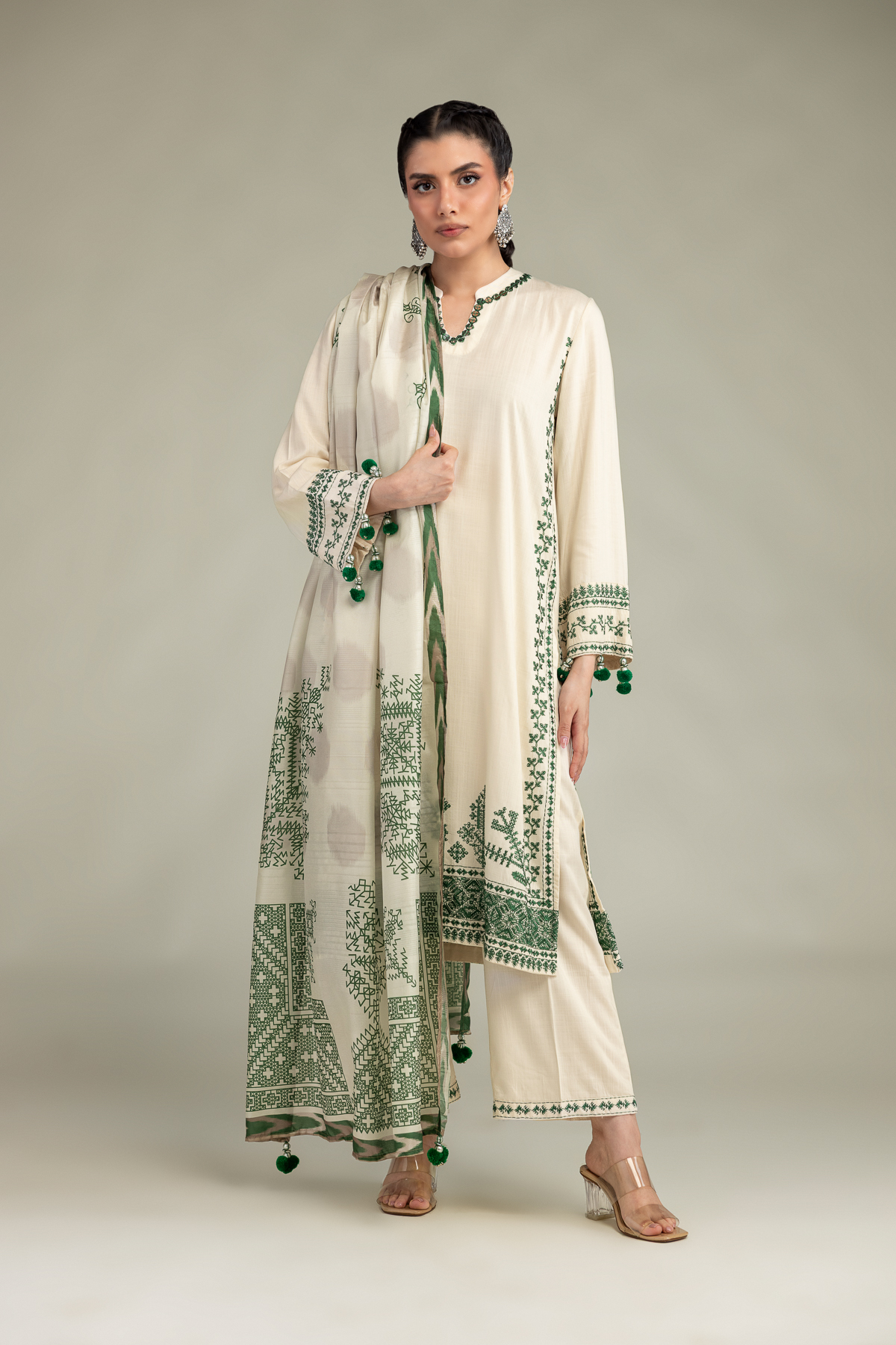 Embroidered Polyester Silk Polyster Silk Dupatta - 1-26-102-A-F-VG