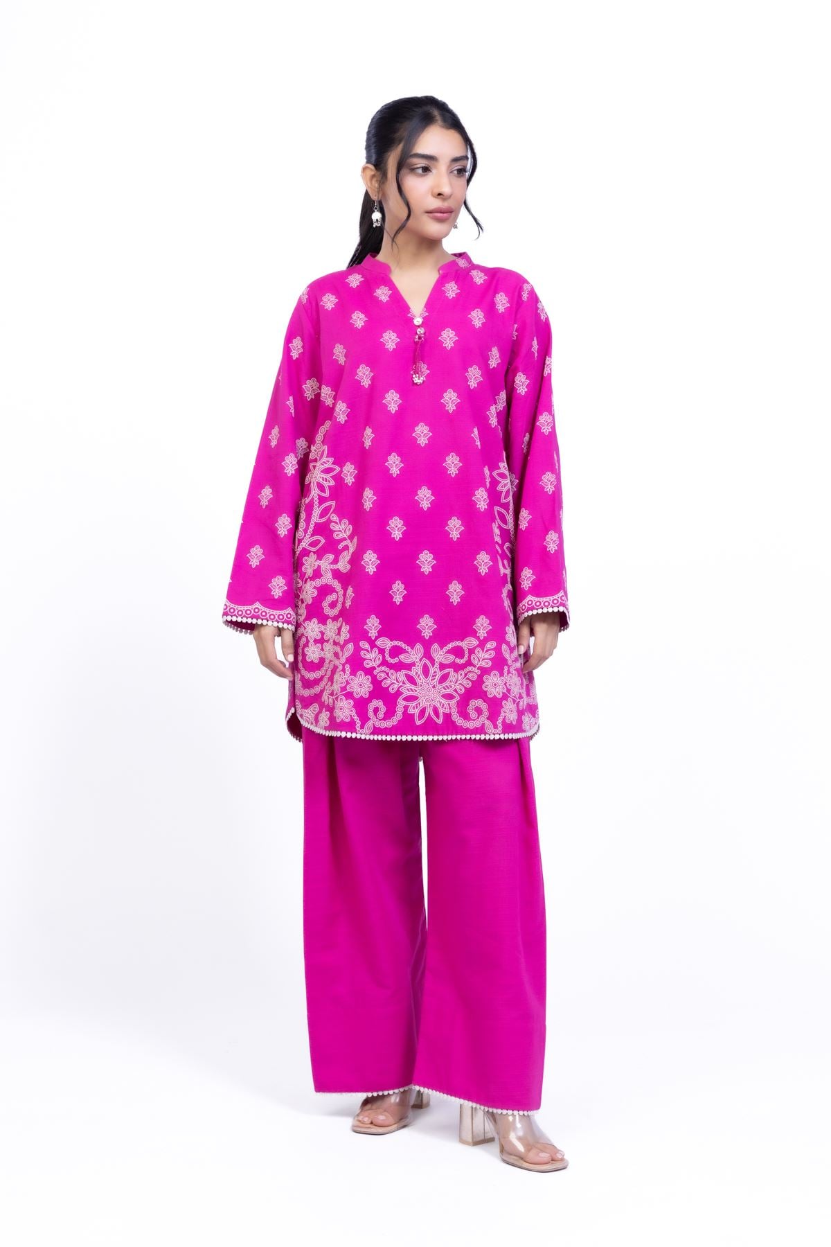 Printed Khaddar Kurta - 25-10-12E4-05TA-VG