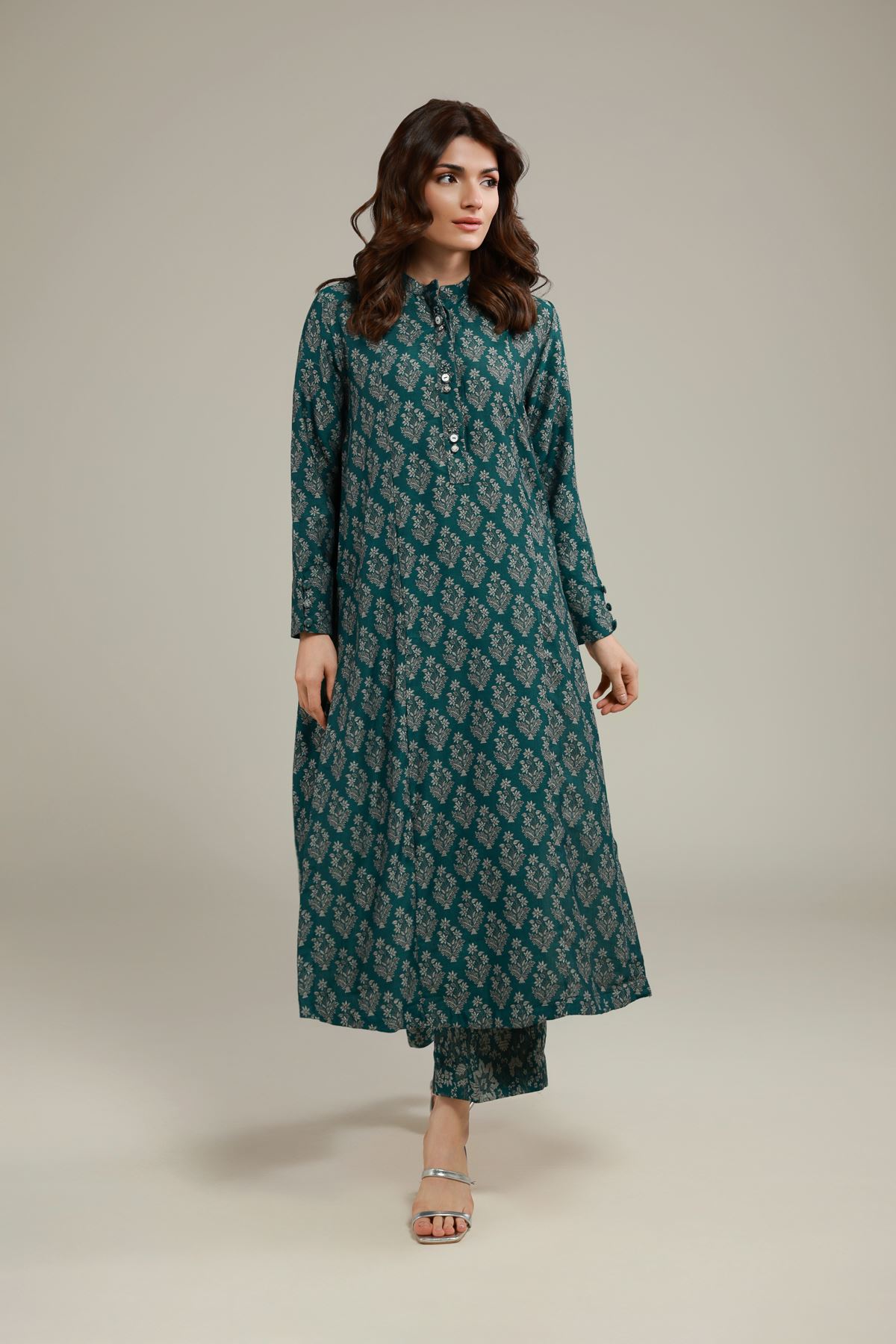 Dyed Jacquard Kurta - 25-04E43-01TB-VG