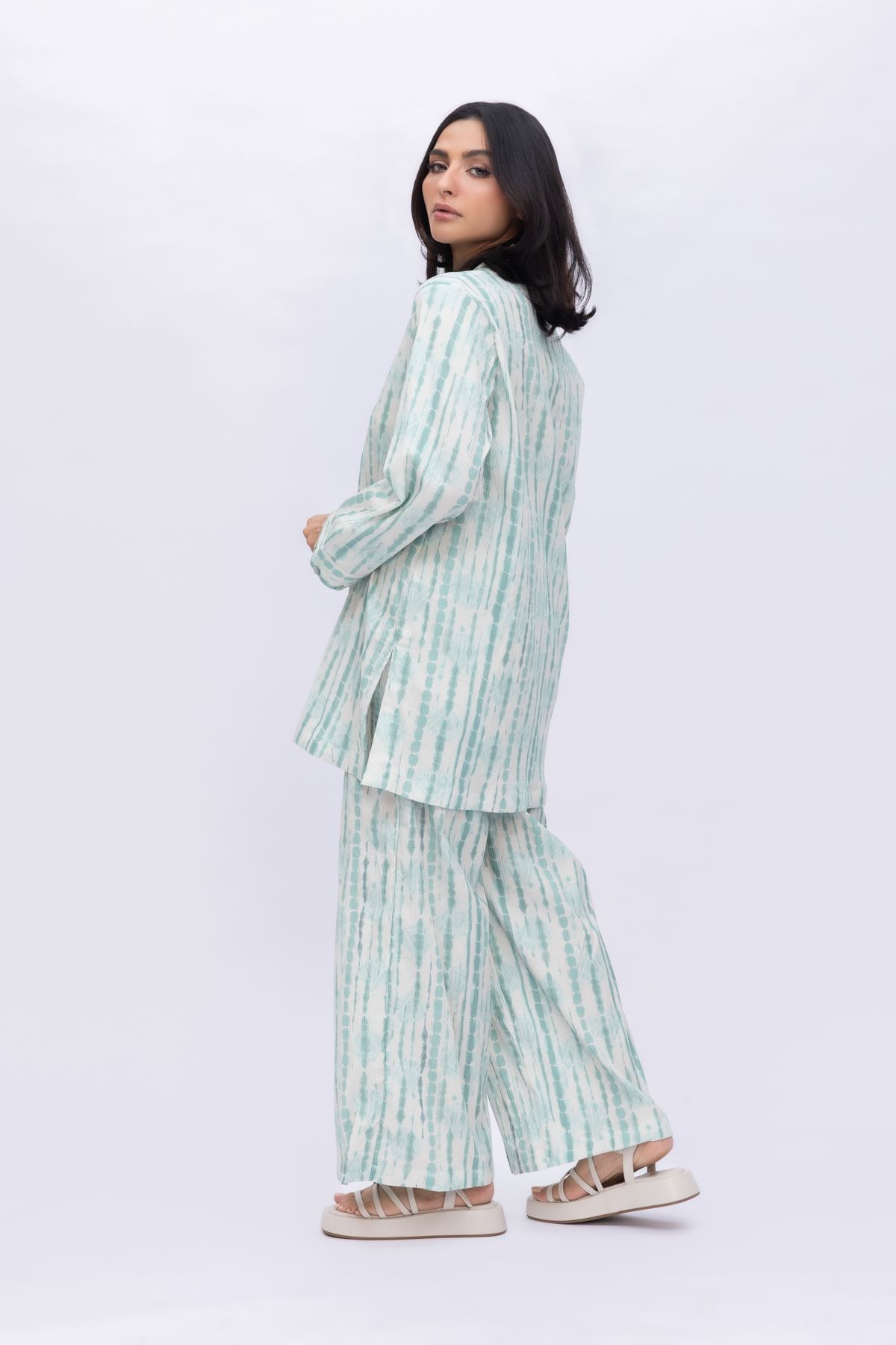 Printed Ripple Crinkle Abstract Cotton Kurta - 25-08-8E6-02TA-VG