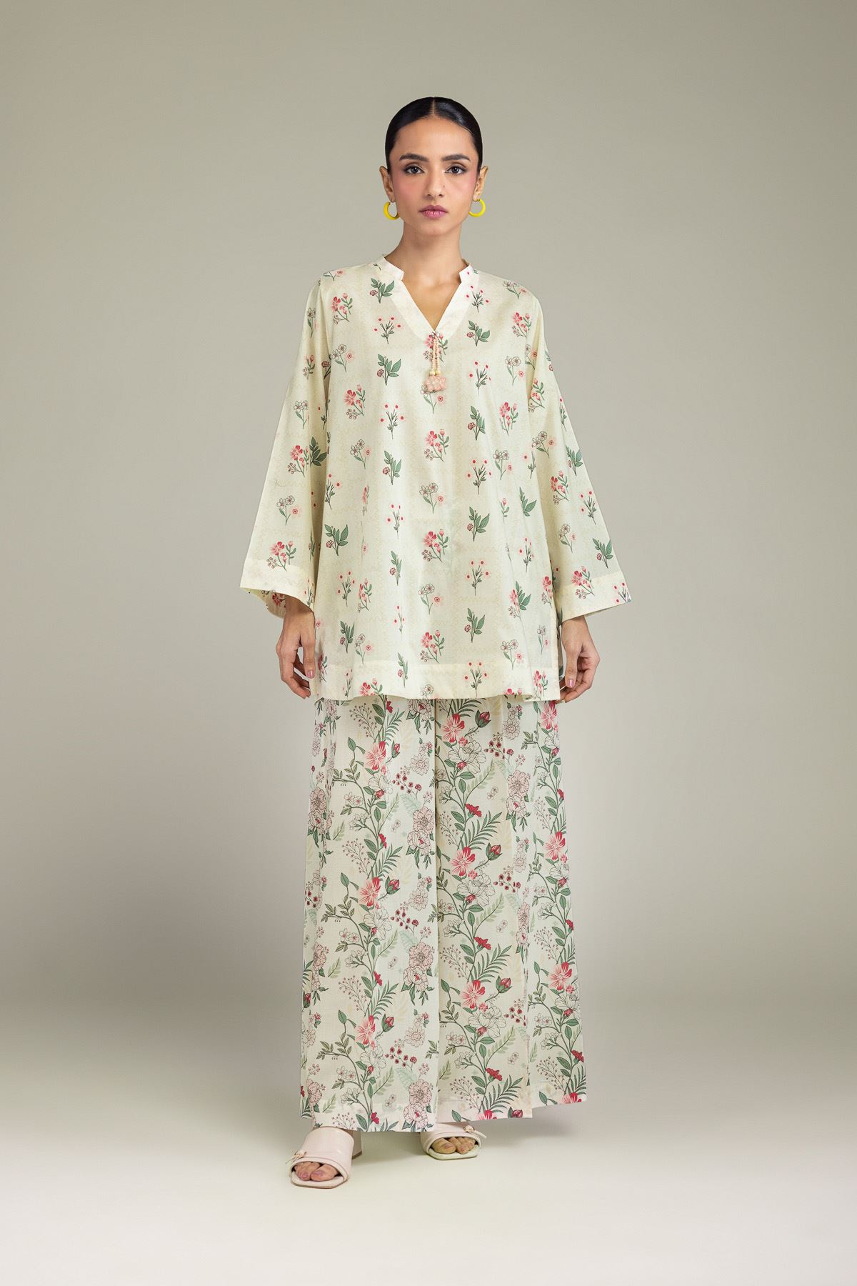 Printed Cambric Floral Cambric Pants - 1-26-213-A-A1-VG