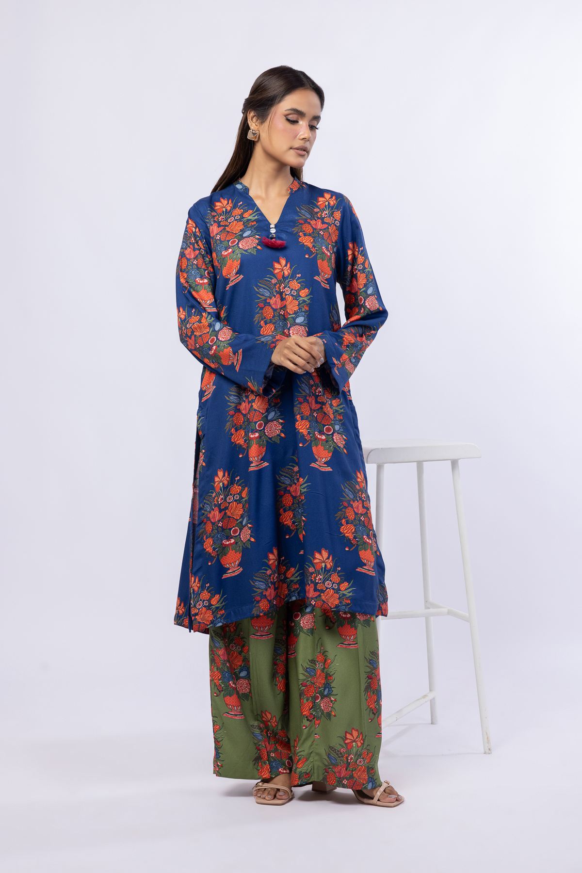 Printed Viscose Crepe Pants - 25-07-7E9-04BB-VG