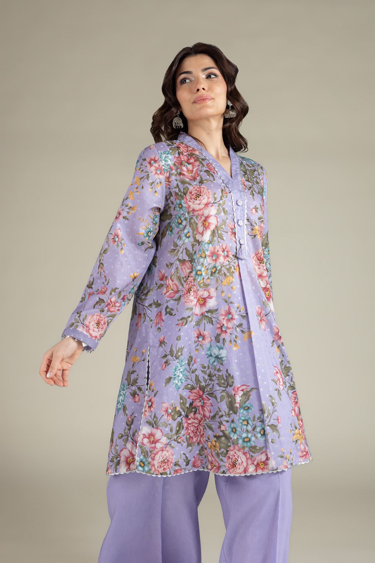 Printed Jacquard Tailored 2 Piece | Top and Bottom - 5-26-102-F-A-VG