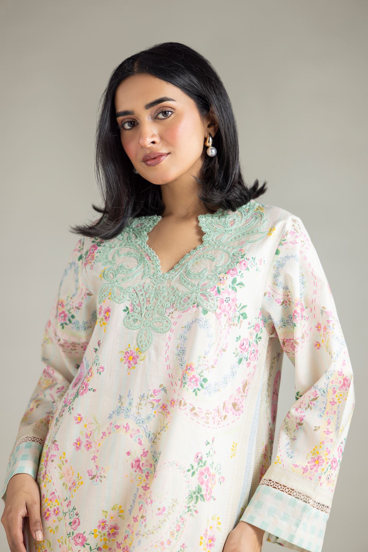 Embroidered Textured Lawn Fabrics 2 Piece | Top and Bottom - A112-26-124EG2-VG