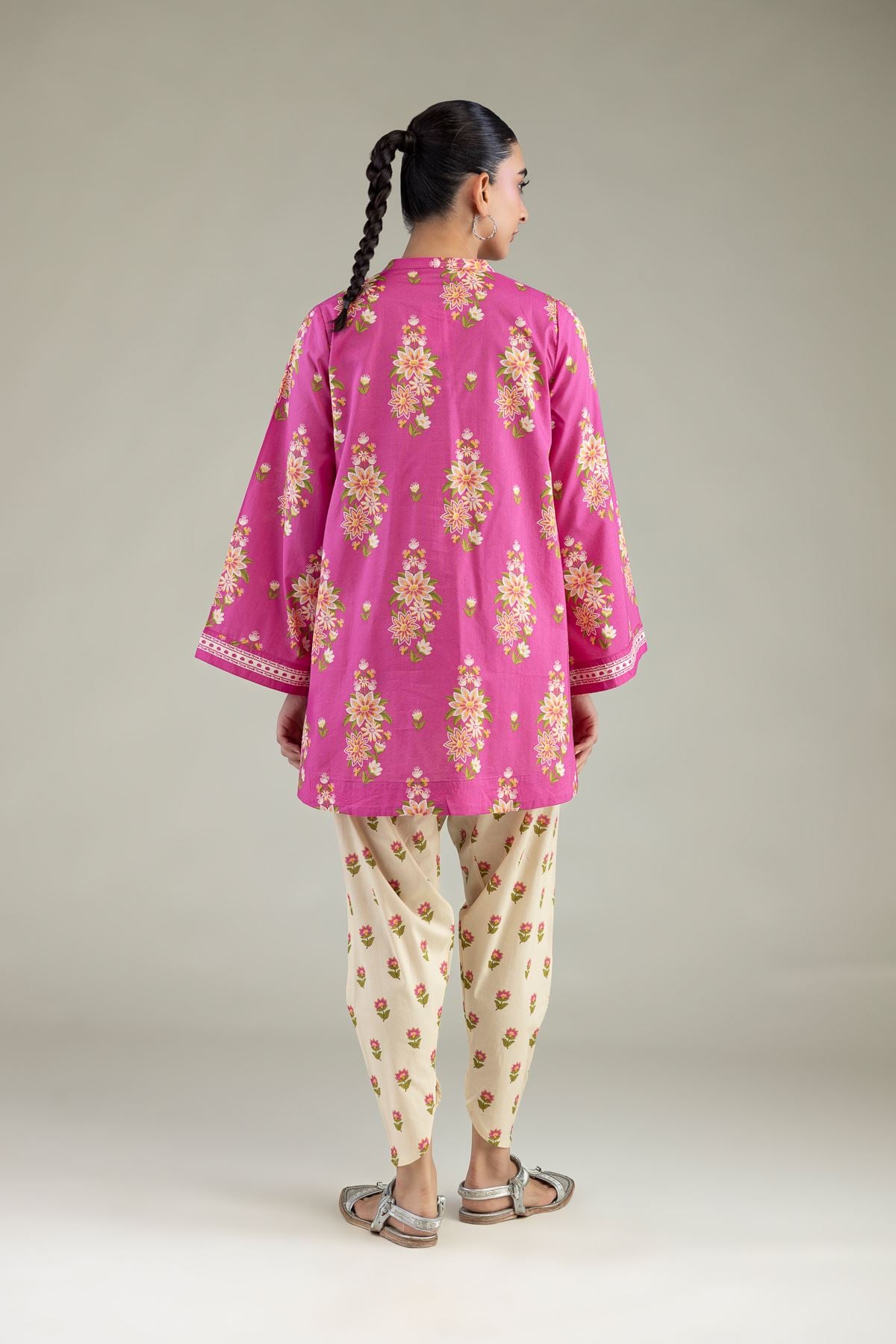 Printed Cambric Floral Cambric Kurta - 8-26-303-A-C1-VG