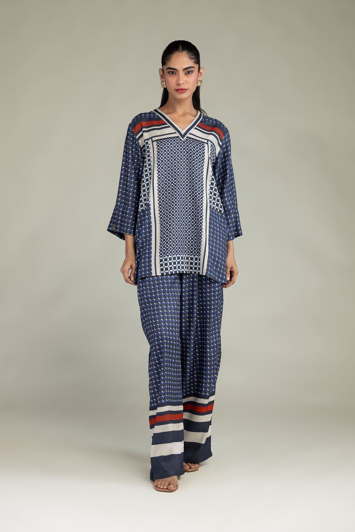 Embroidered Viscose Crepe Printed Viscose Trousers - 6-26-207-B-E1-VG
