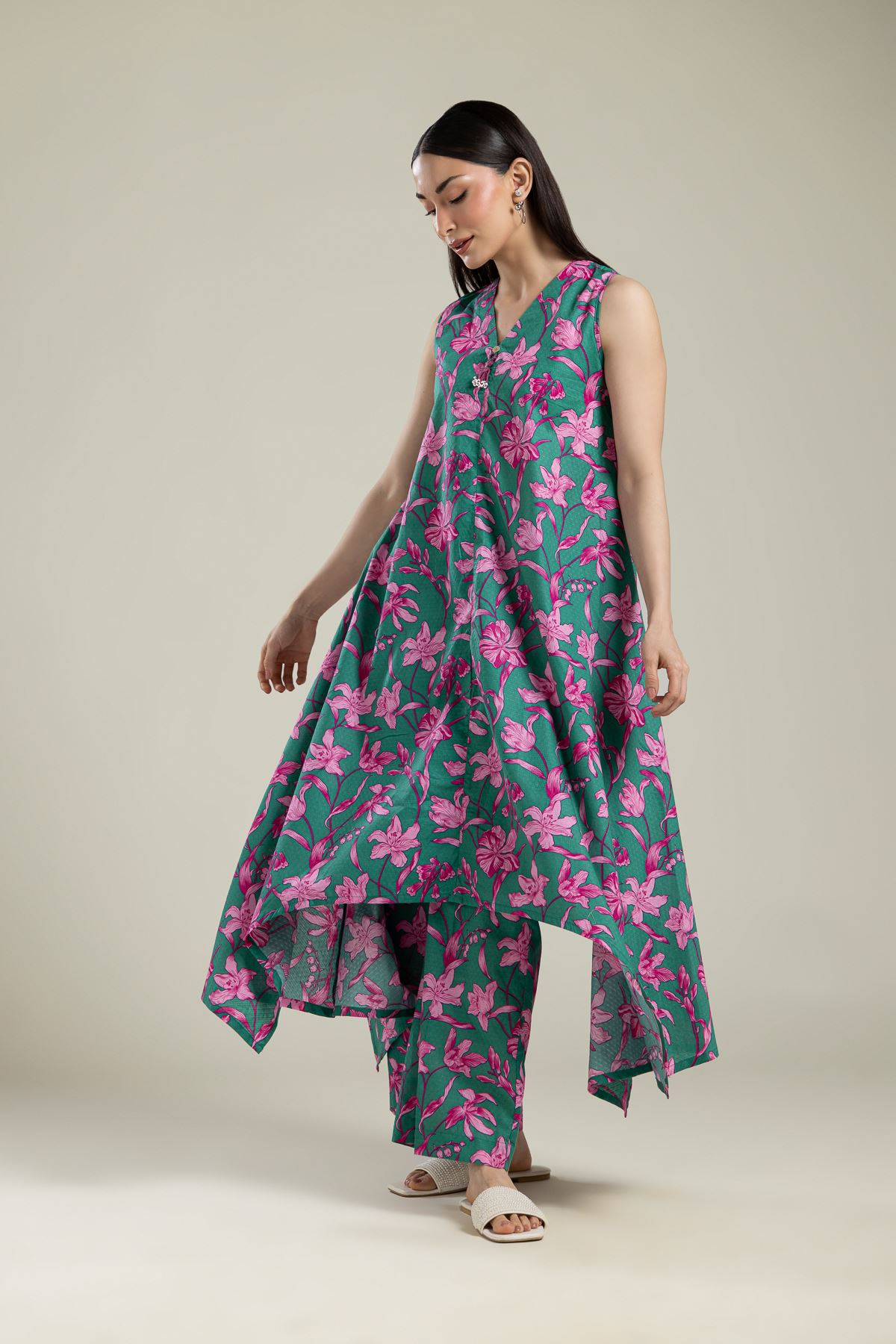 Printed Cotton Dobby Sleeveless Cotton Kurta - 2-26-202-A-A-VG