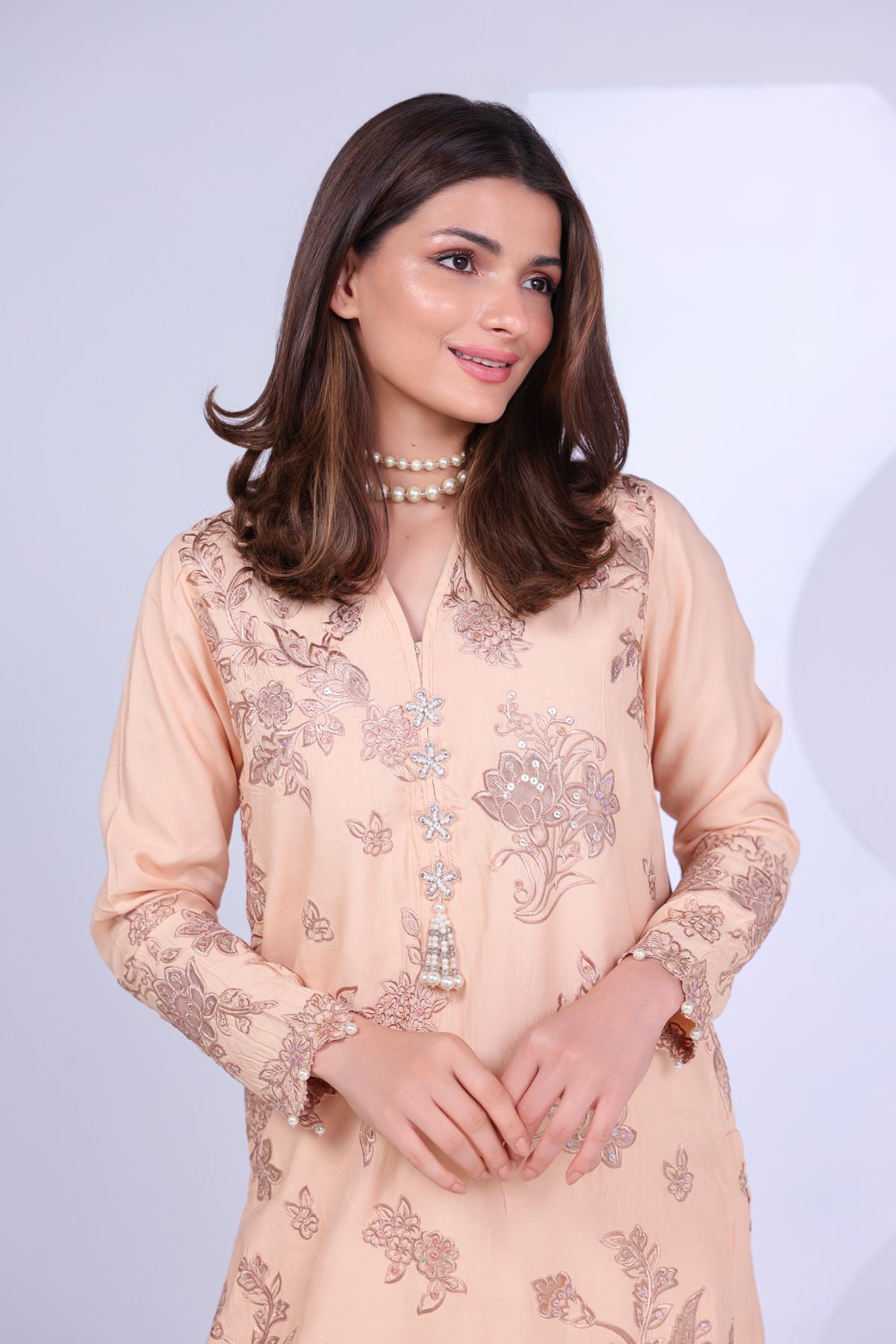 Embroidered Russian Raw Silk Kurta - 25-04E48-07TA-VG