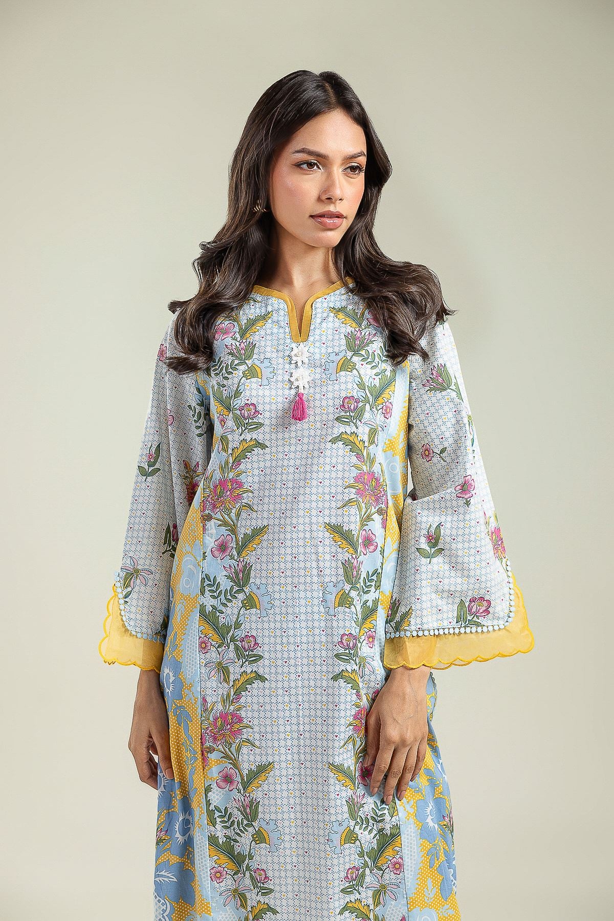 Printed Cambric Floral Cambric Kurta - 26-01-2E1-01TA-VG