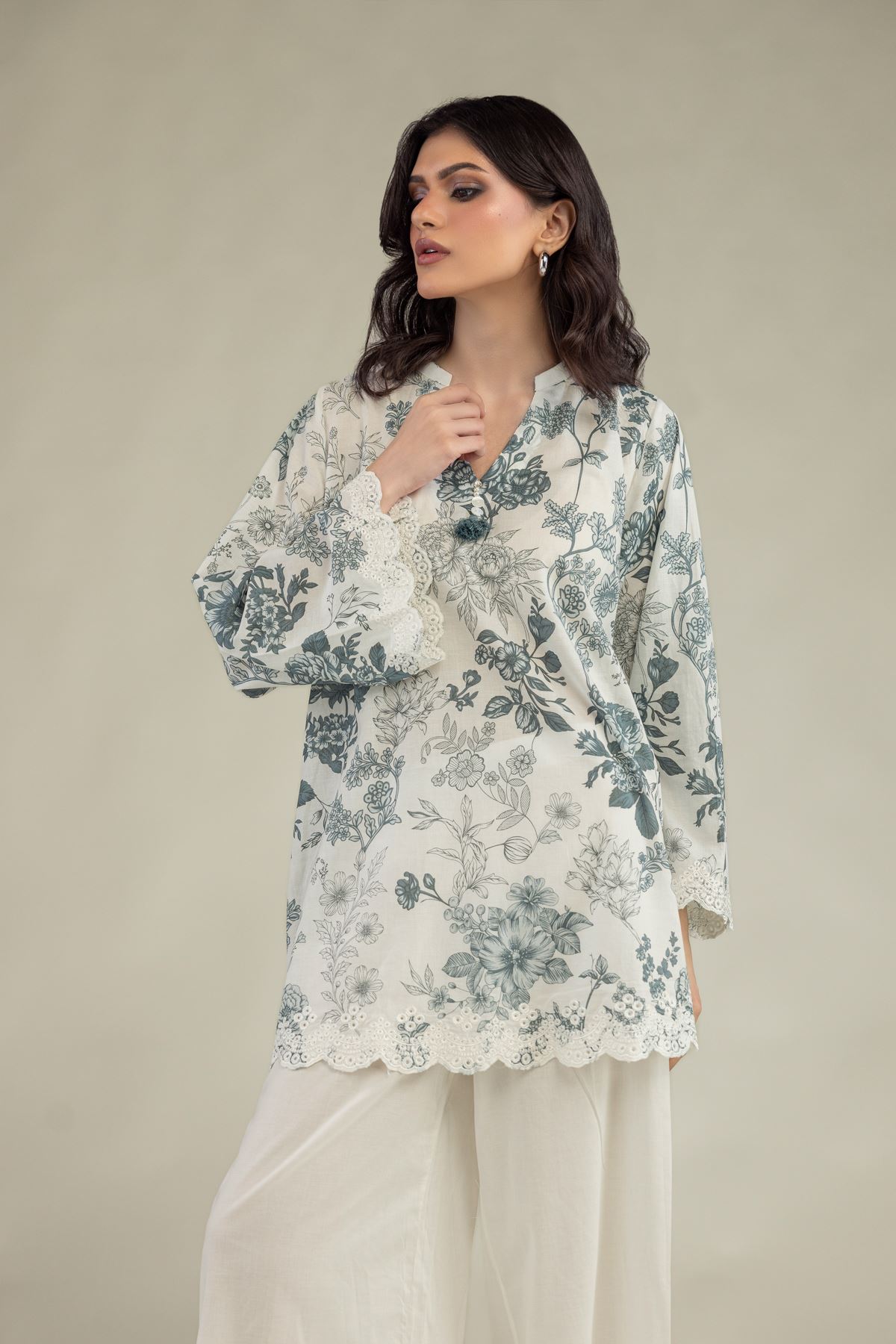 Embroidered Lawn Lawn V-Neck Kurta - 1-26-229-C-H1-VG