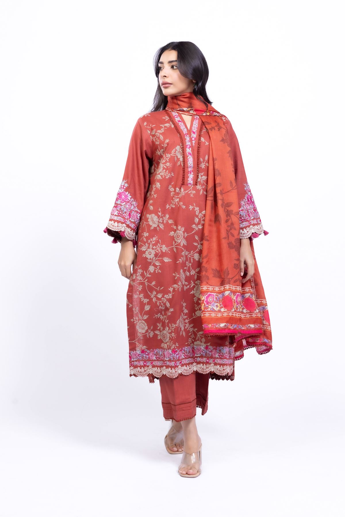 Printed Dobby Net Dupatta - 25-10-12E1-04TA-VG