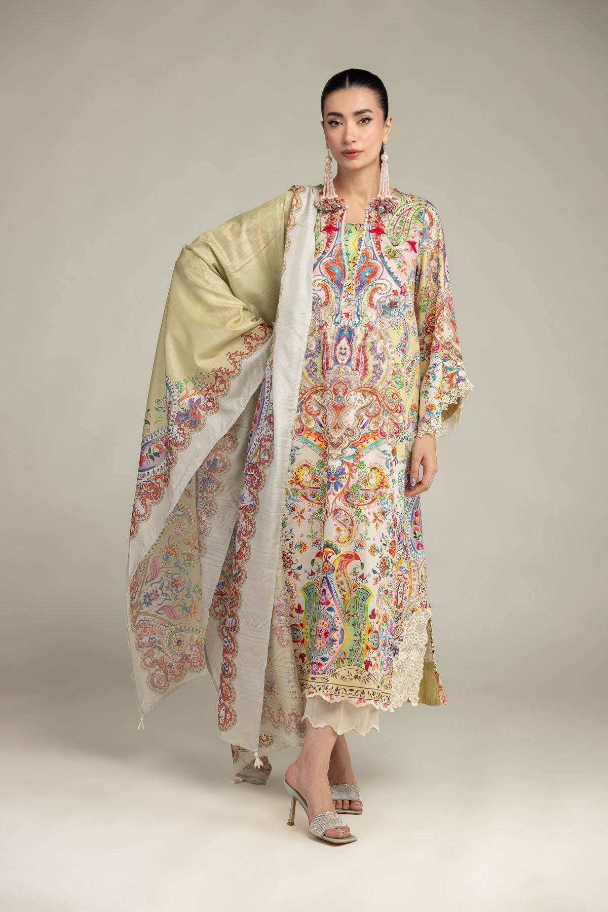 Embroidered Polyester Silk Silk Paisley Dupatta - 2-26-212-A-C1-VG