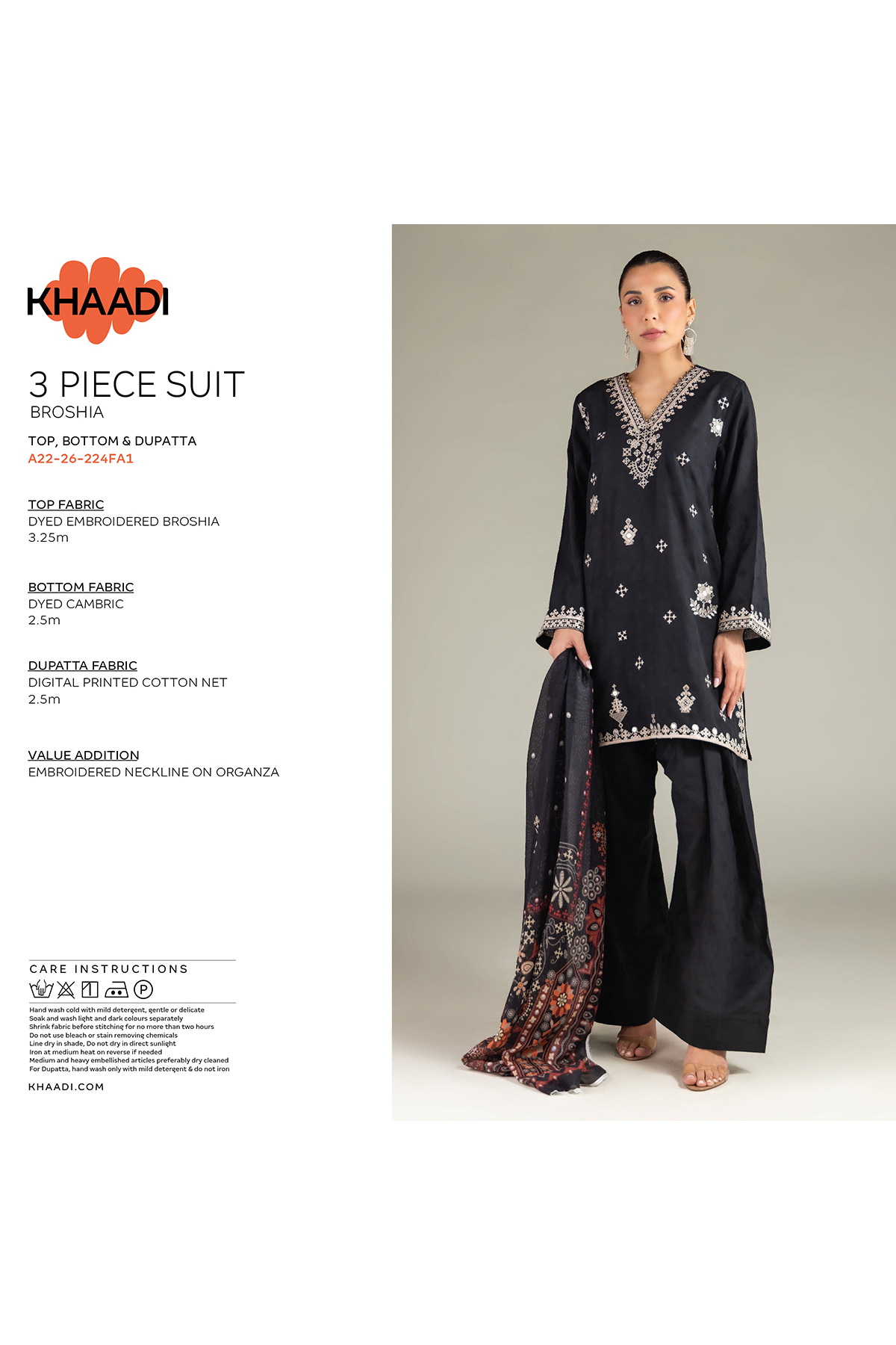 Embroidered Broshia Fabrics 3 Piece - T-A33-26-207FD1-VG