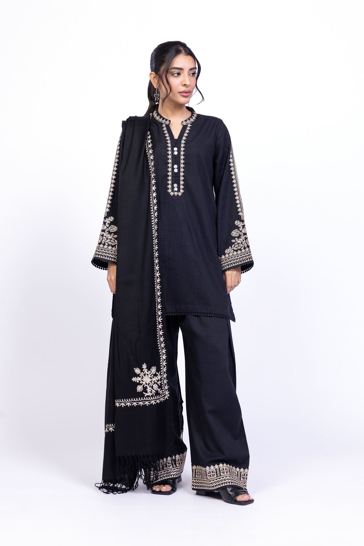 Embroidered Heavy Textured Cotton Kurta - OTD4-EX22-10TA-VG