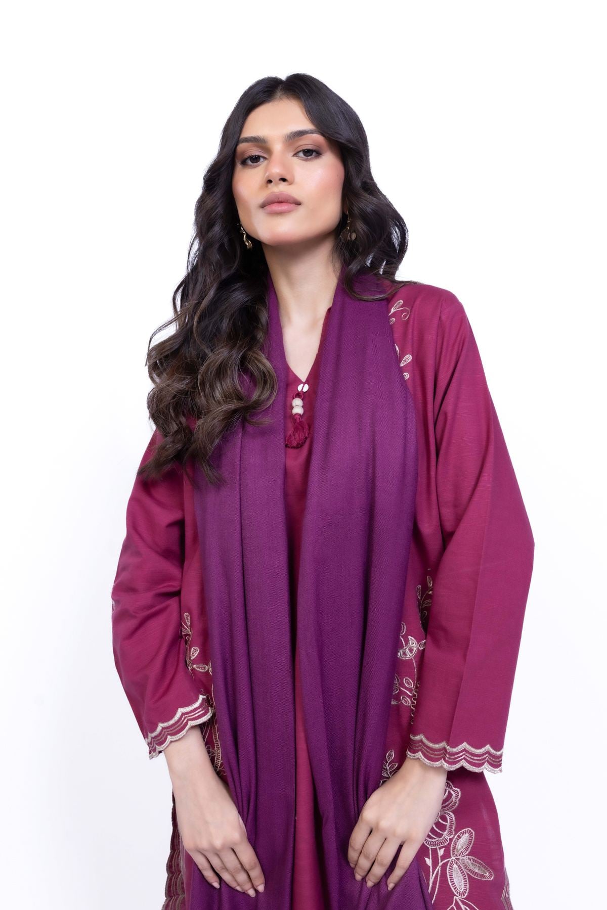 Dyed Blended Acrylic Shawl - 25-09-11E2-12TA-VG