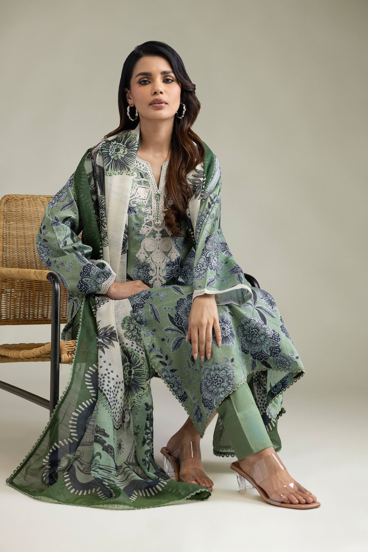 Embroidered Lawn Fabrics 3 Piece - 1-26-102-A-F-VG