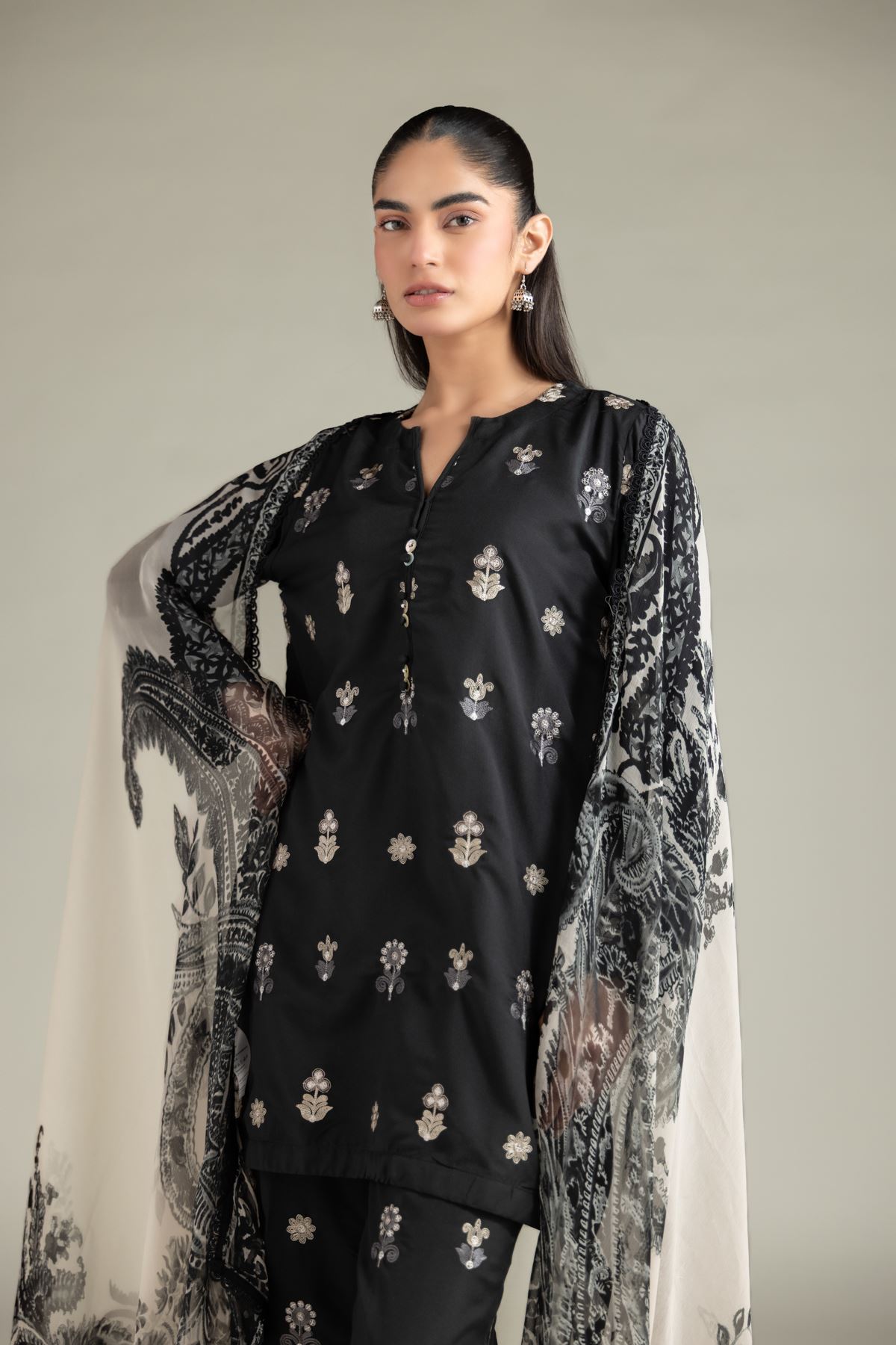 Embroidered Blended Cambric Kurta - 1-26-125-A-D-VG