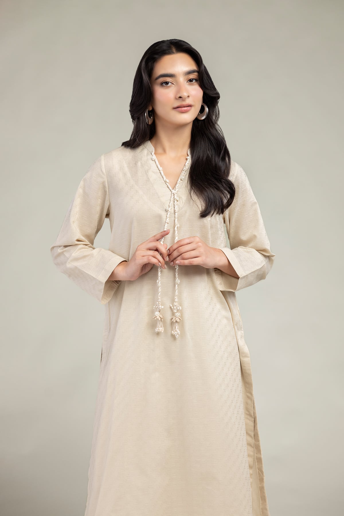 Dyed Cotton Dobby Longline Cotton  Kurta - 1-26-244-A-D1-VG
