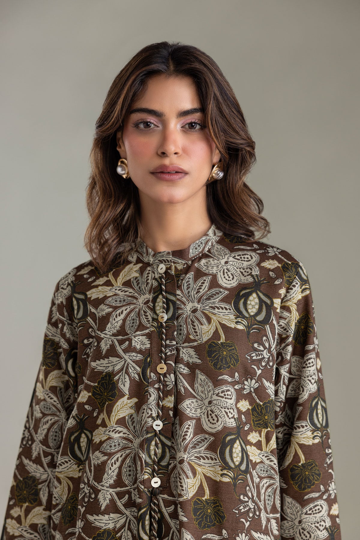Printed Light Khaddar Longline Printed Kurta - 2-26-202-A-D-VG