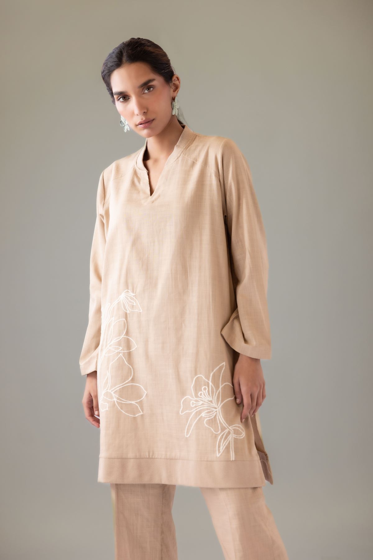 Embroidered Heavy Textured Cotton Kurta - 25-09-12E2-01TA-VG