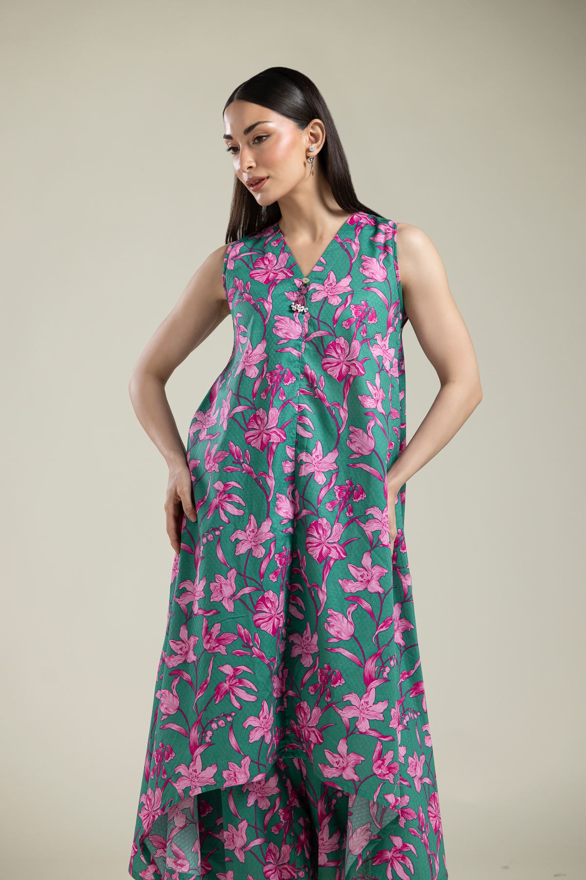 Printed Cotton Dobby Sleeveless Cotton Kurta - 2-26-202-A-A-VG
