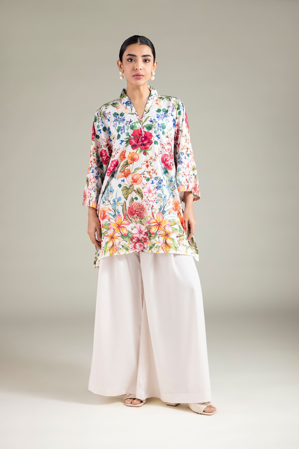 Printed Polyester Silk Pants - 1-26-105-A-A-VG