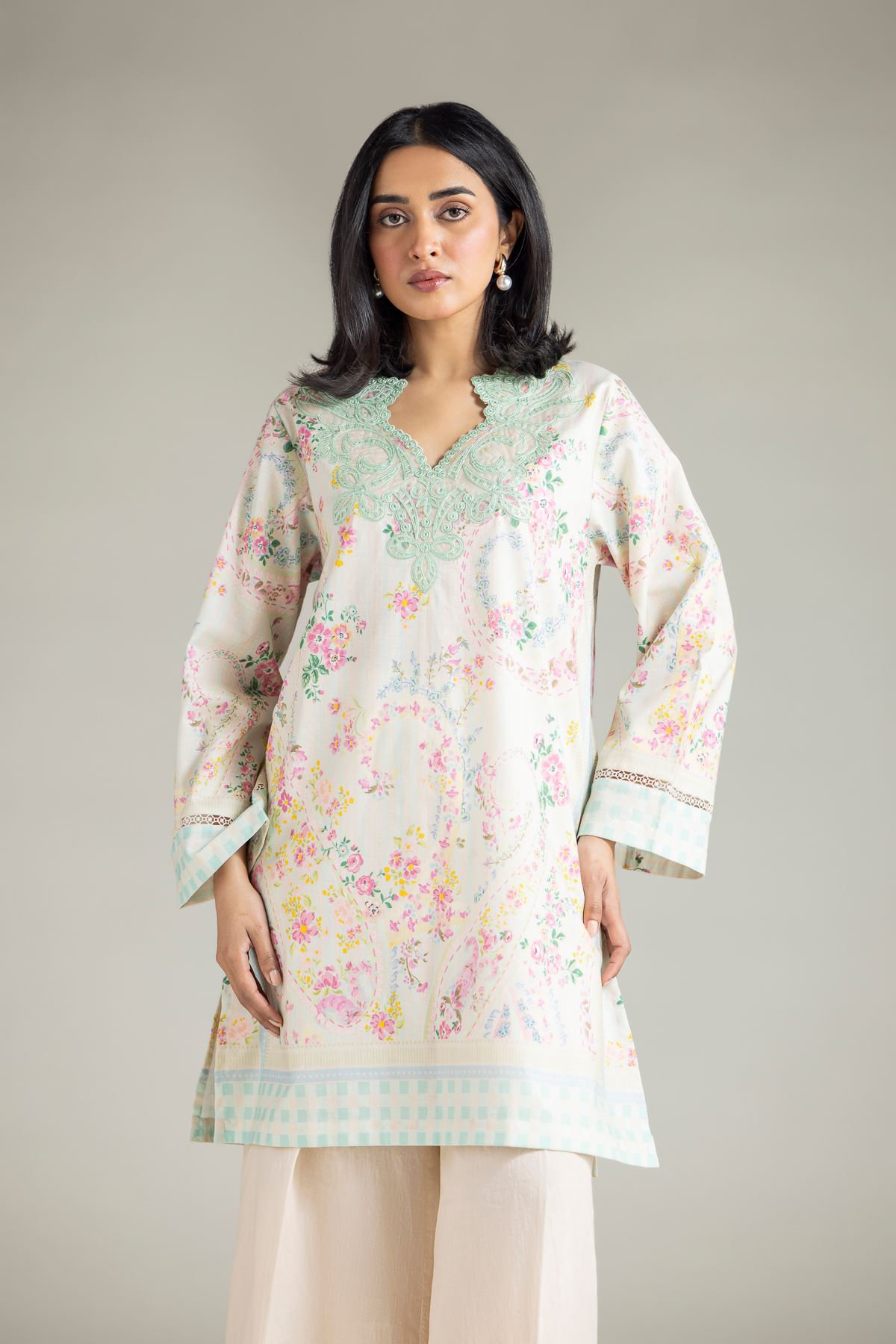 Embroidered Textured Lawn Fabrics 2 Piece | Top and Bottom - A112-26-124EG2-VG