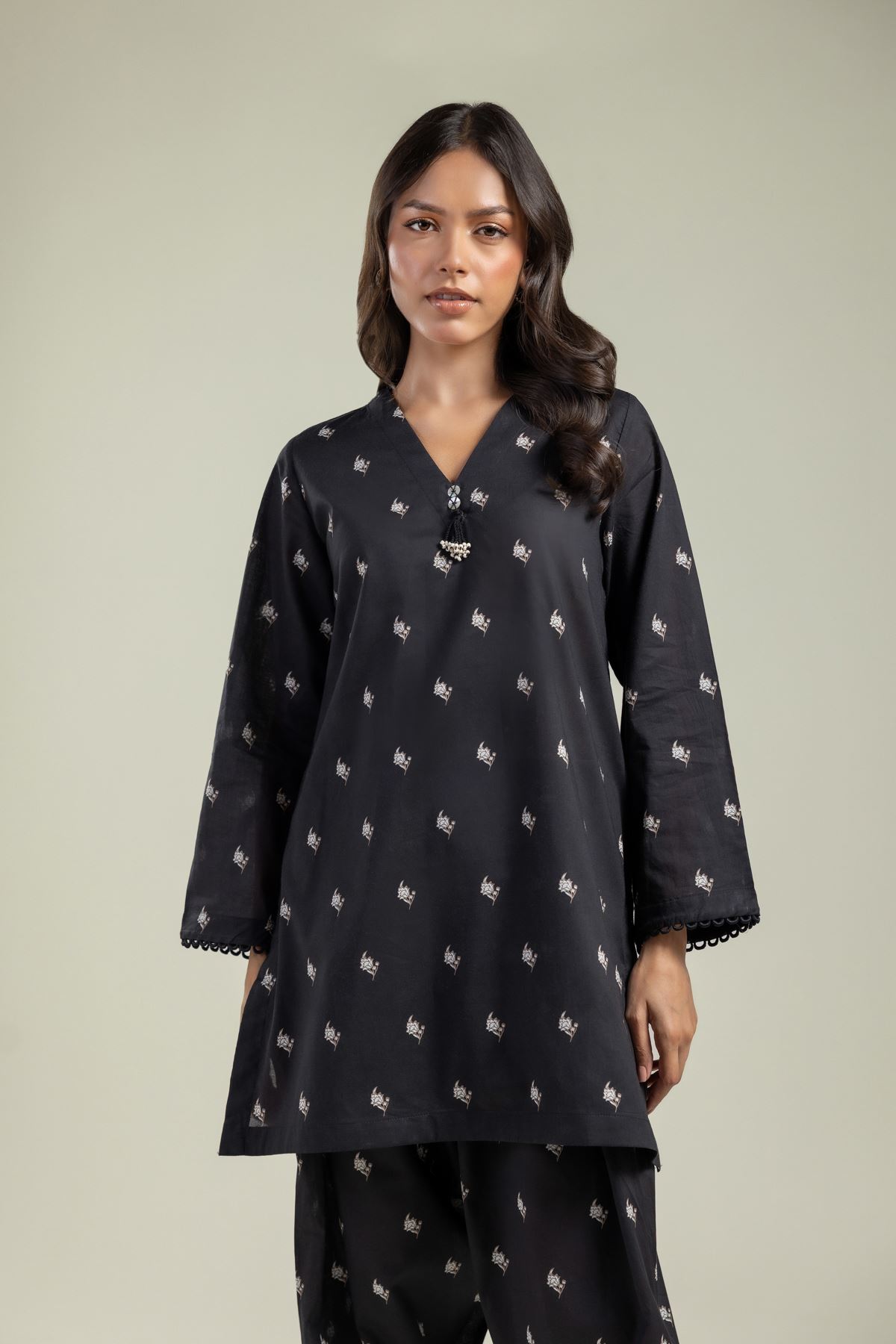 Printed Cambric Kurta - 25-09-9S3-07TB-VG