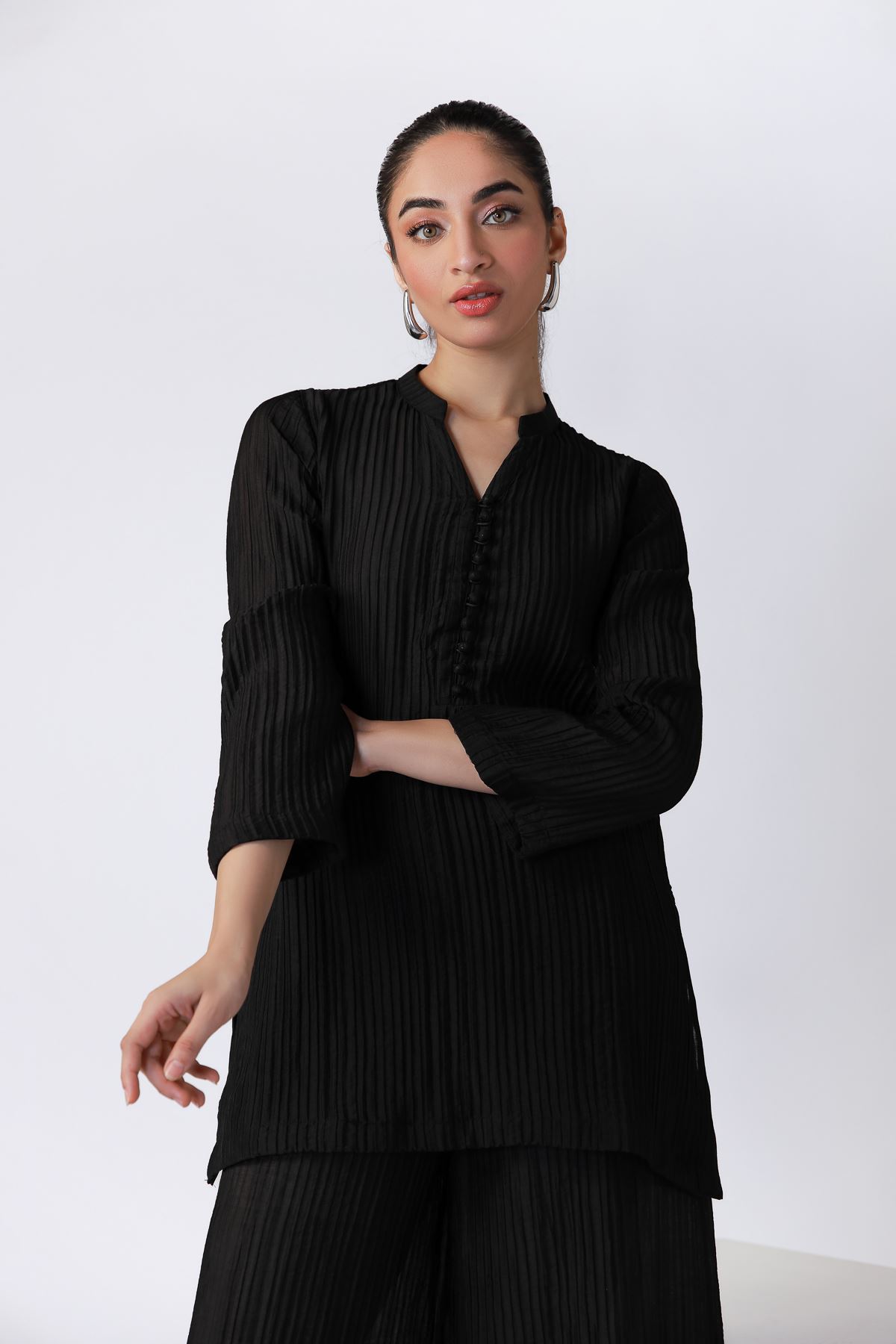 Dyed Ripple Crinkle Kurta - 25-07-7E7-09TA-VG