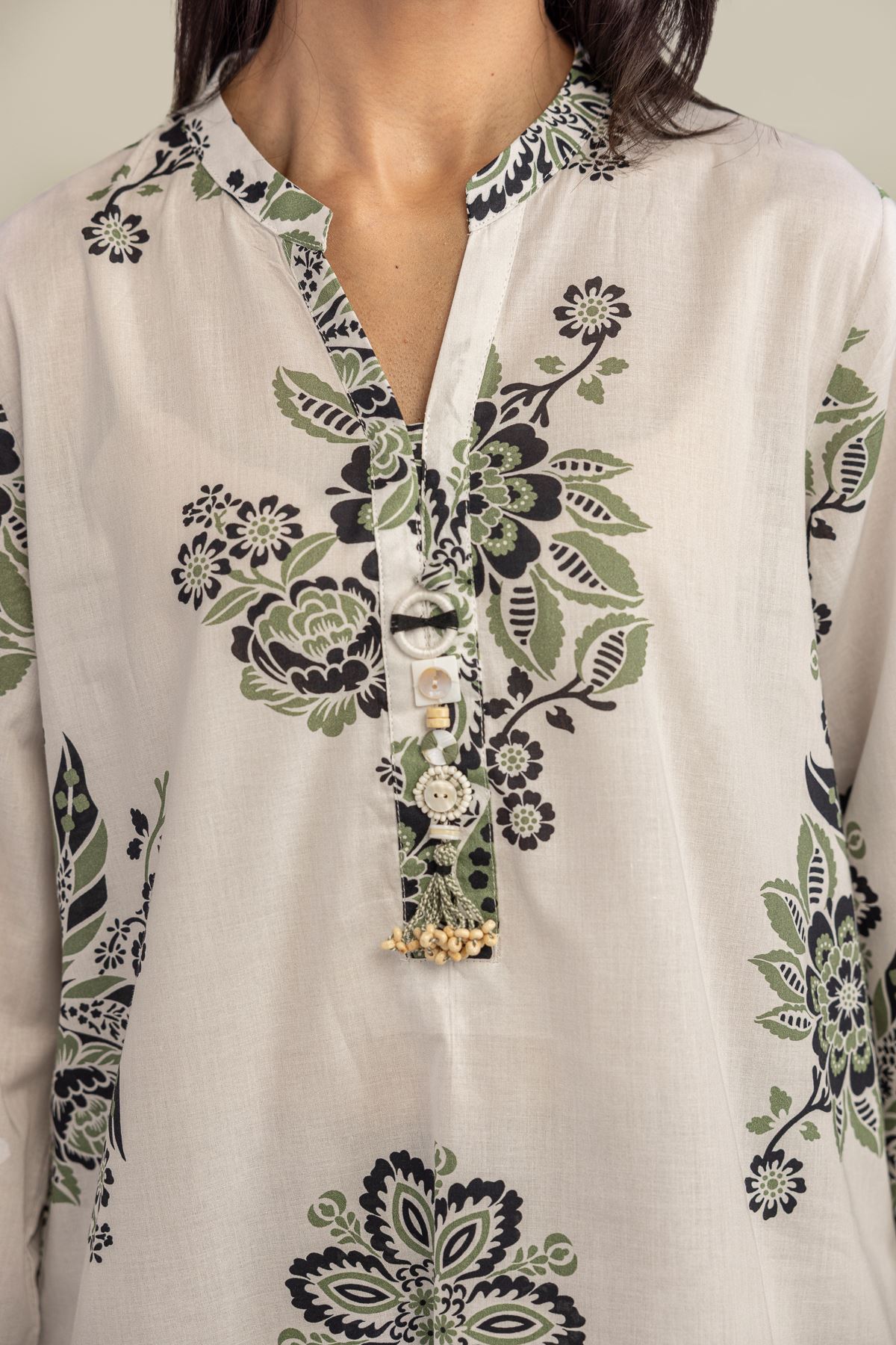 Printed Cambric Floral Cambric Kurta - 1-26-309-B-D1-VG