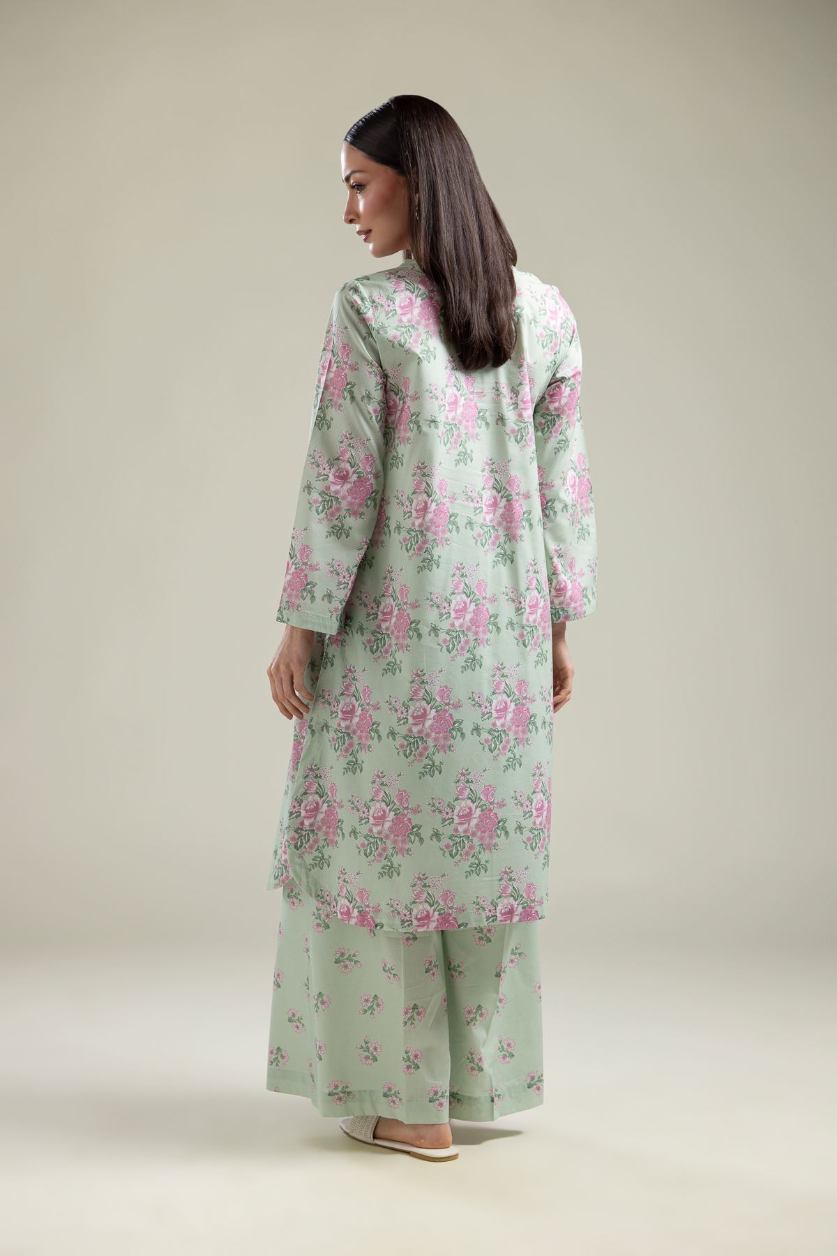 Printed Cotton Viscose Long Floral Kurta - 2-26-109-A-H-VG